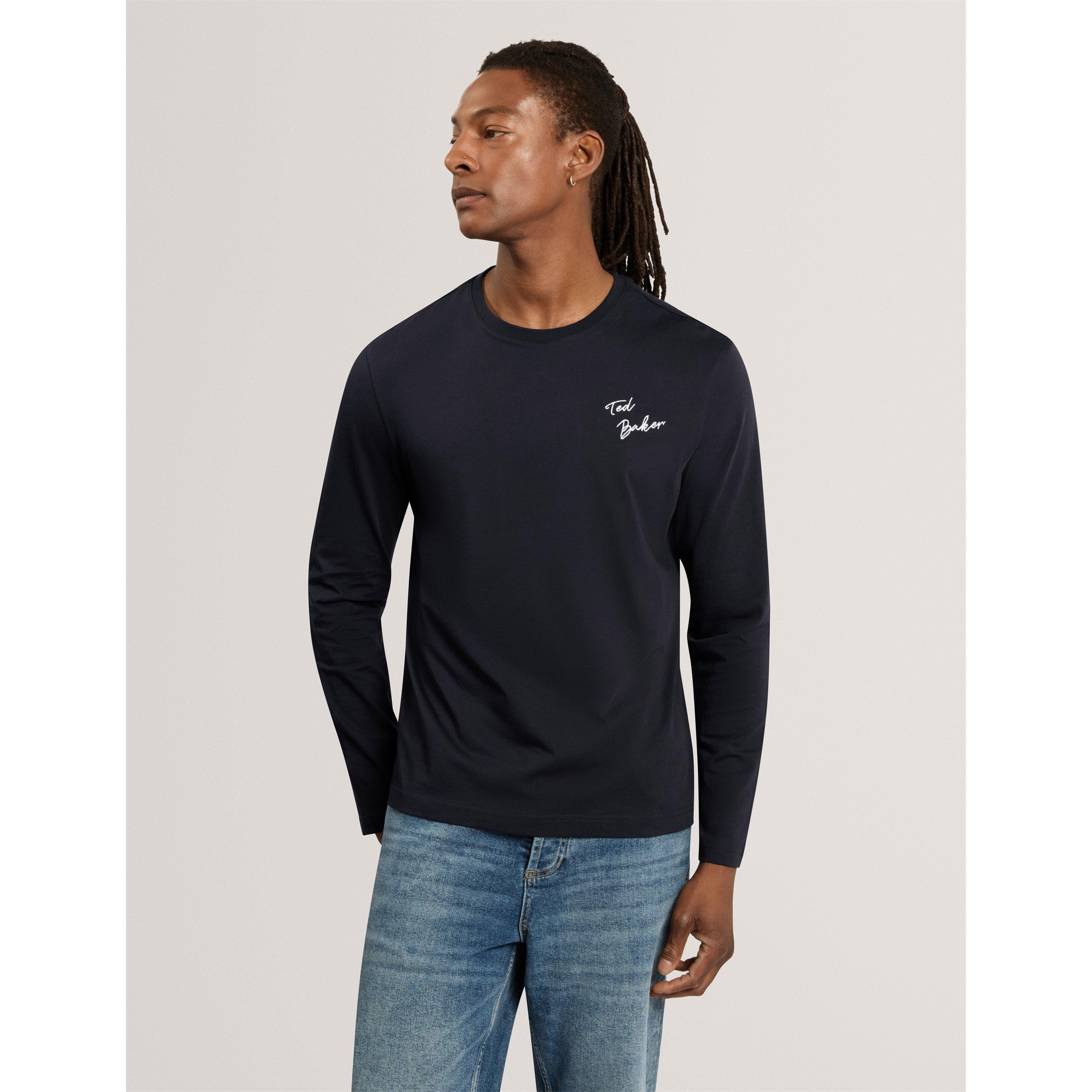 Navy - Ted Baker - Ted LS Branded Tee Sn71 - 7