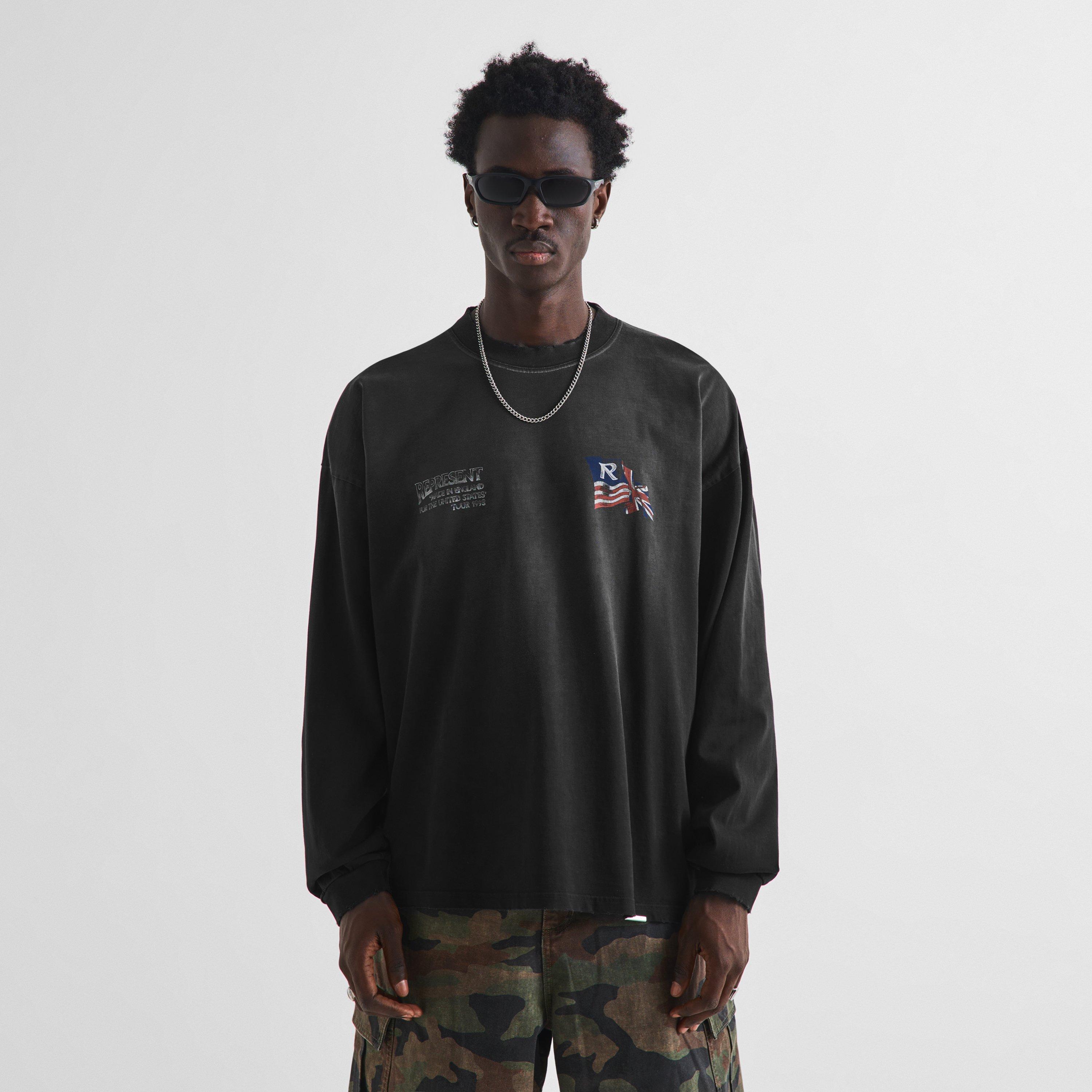 Black - Represent - Men's Eagle Graphic Cotton Long-Sleeve Oversized-Fit T-Shirt - 3