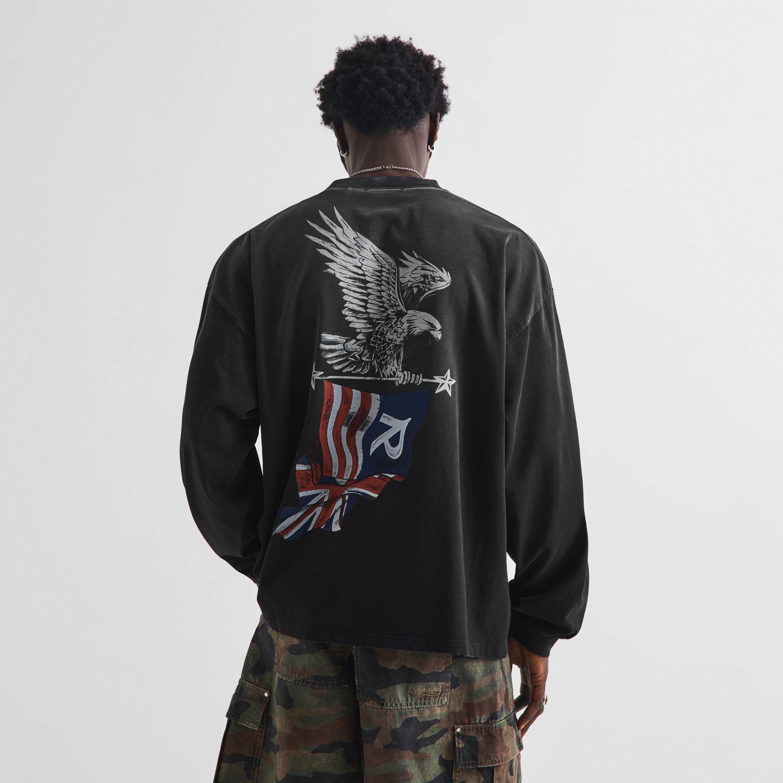 Black - Represent - Men's Eagle Graphic Cotton Long-Sleeve Oversized-Fit T-Shirt - 4