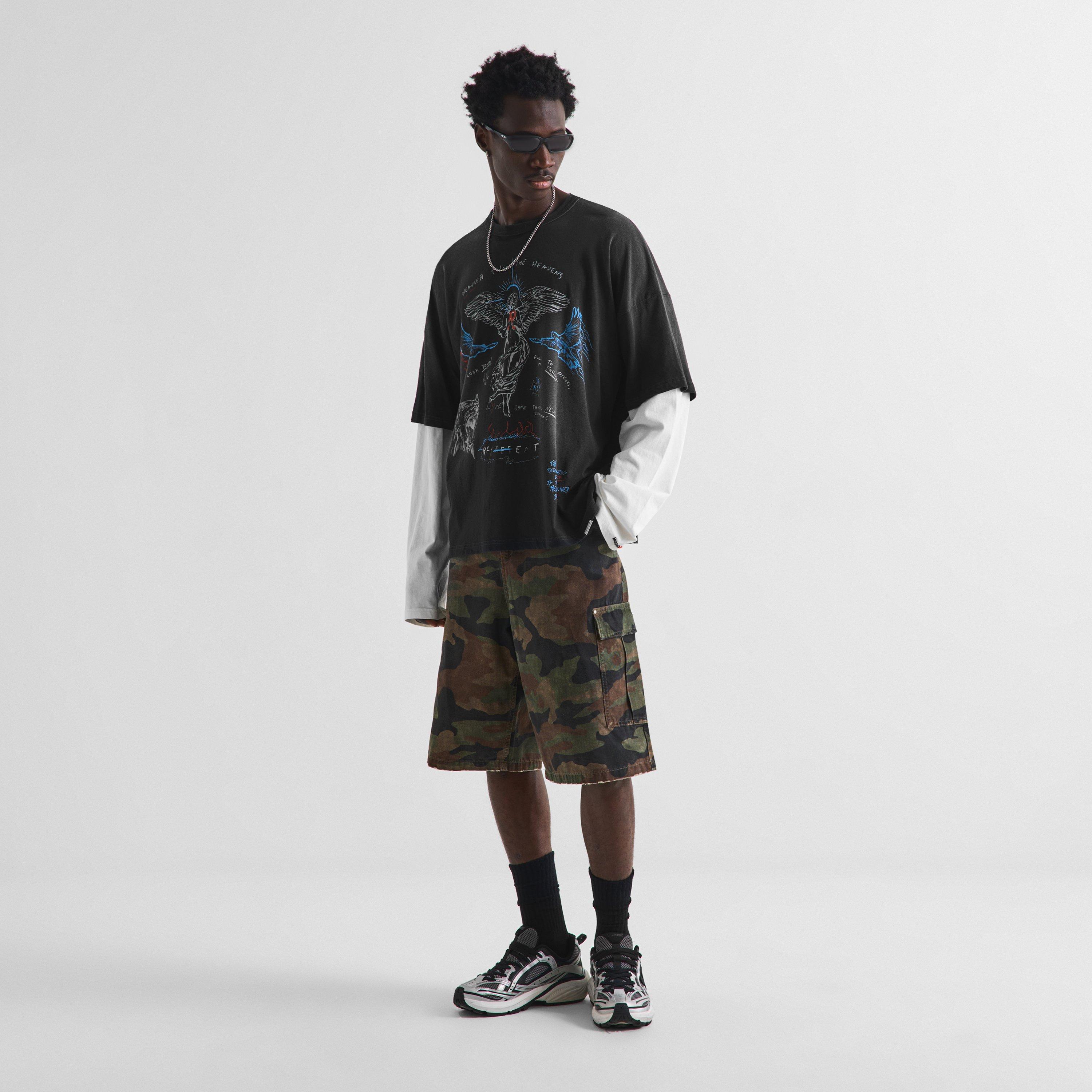 Washed Black - Represent - Men's Heaven Graphic Cotton Oversized-Fit Long-Sleeve T-Shirt - 6