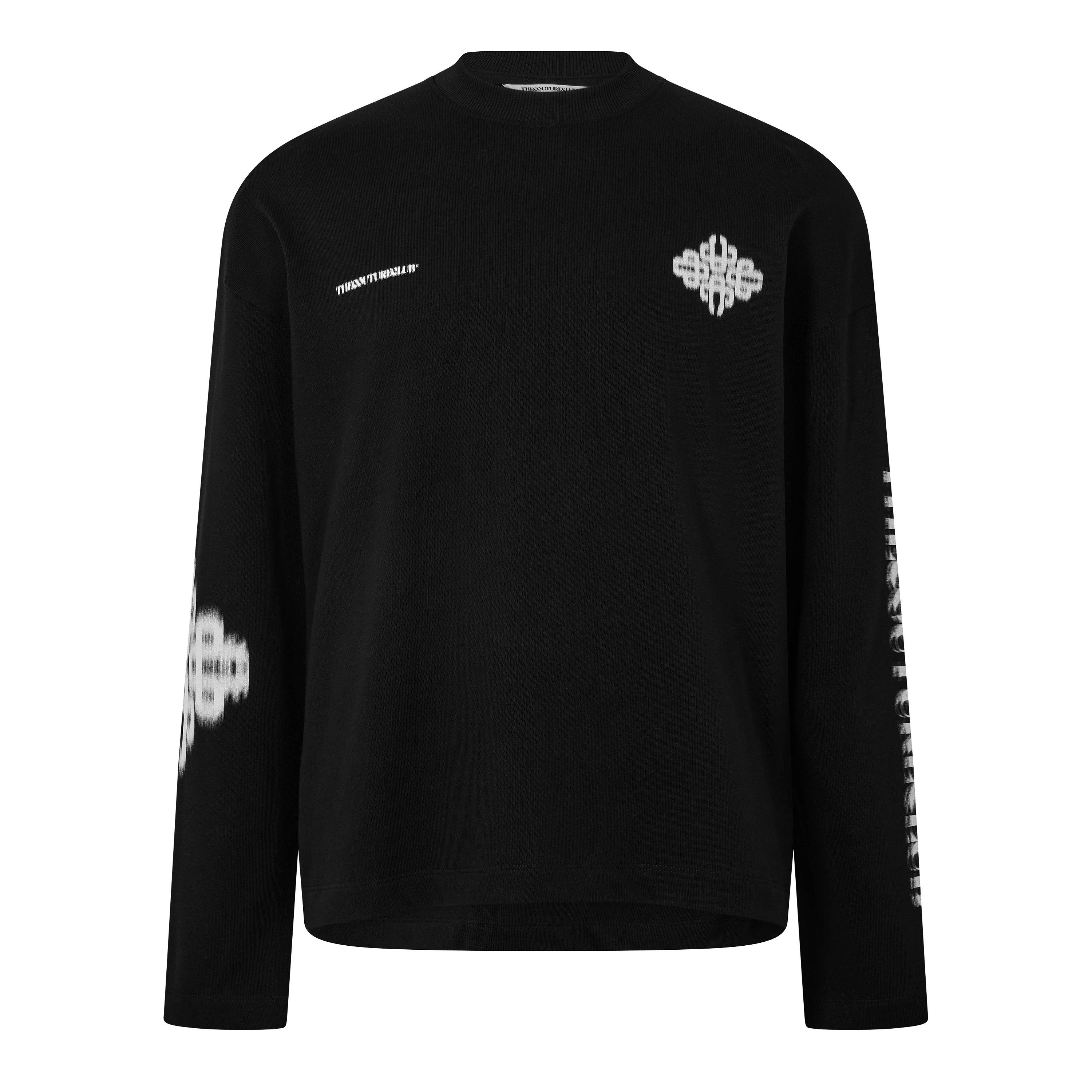 Black/White - The Couture Club - Men's Blurred Long Sleeve T-Shirt - 1