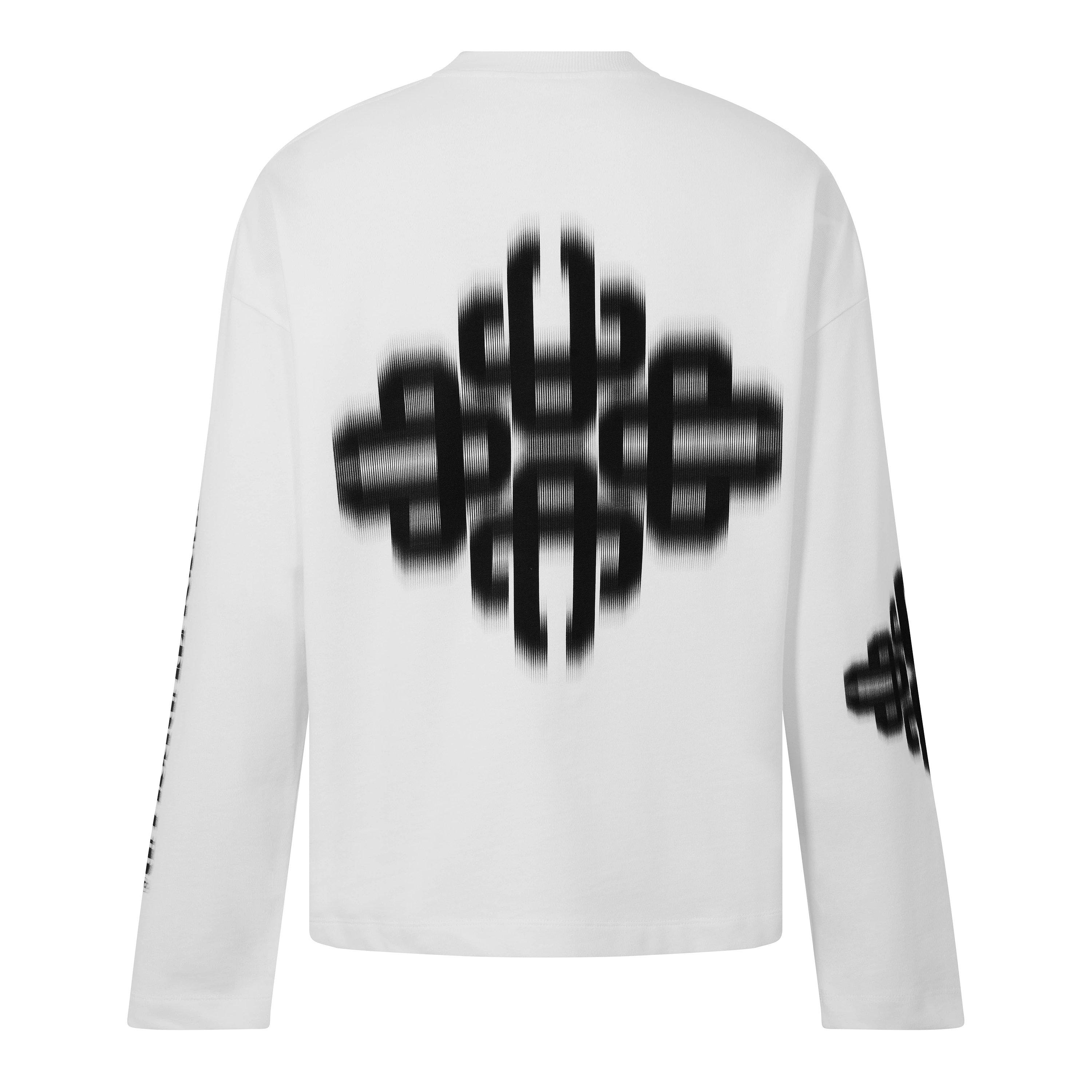 White/Black - The Couture Club - Men's Blurred Long Sleeve T-Shirt - 2