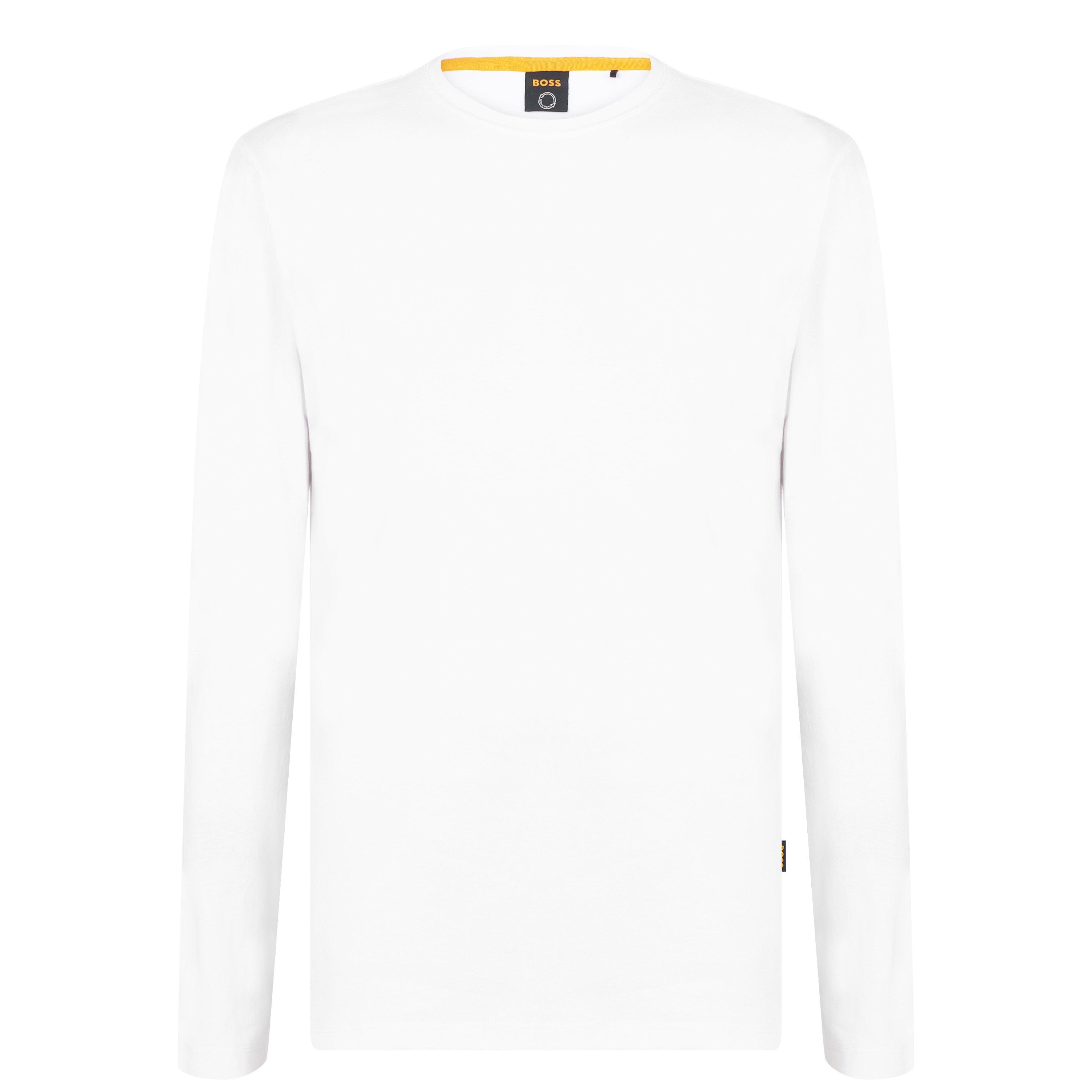 White 100 - Boss - Men's Tacks Long-sleeve T-Shirt, Tonal Logo Badge - 6