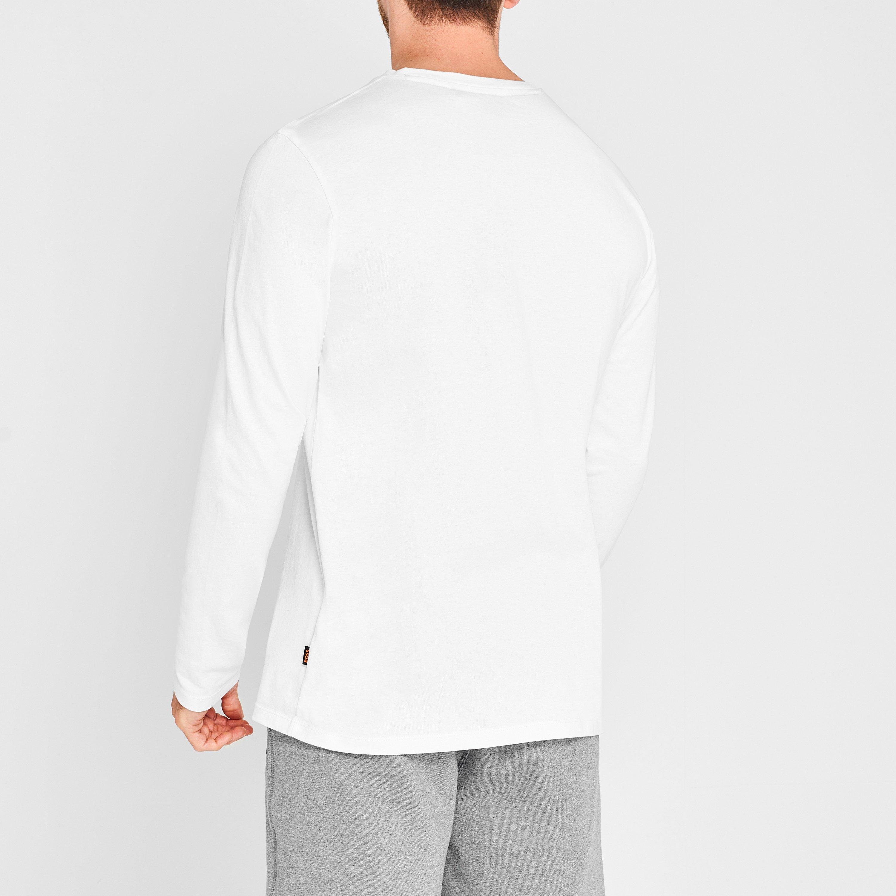 White 100 - Boss - Men's Tacks Long-sleeve T-Shirt, Tonal Logo Badge - 4