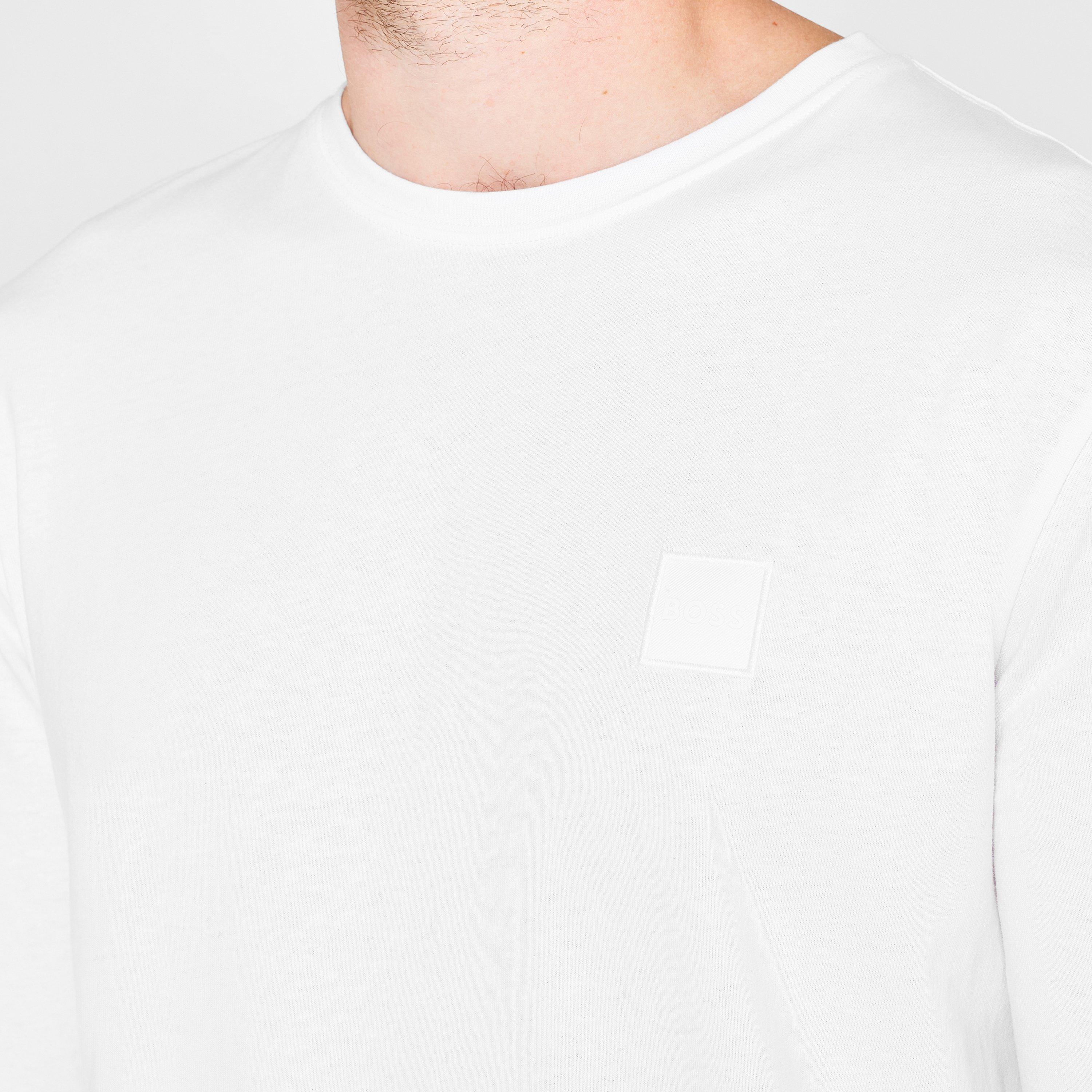 White 100 - Boss - Men's Tacks Long-sleeve T-Shirt, Tonal Logo Badge - 5