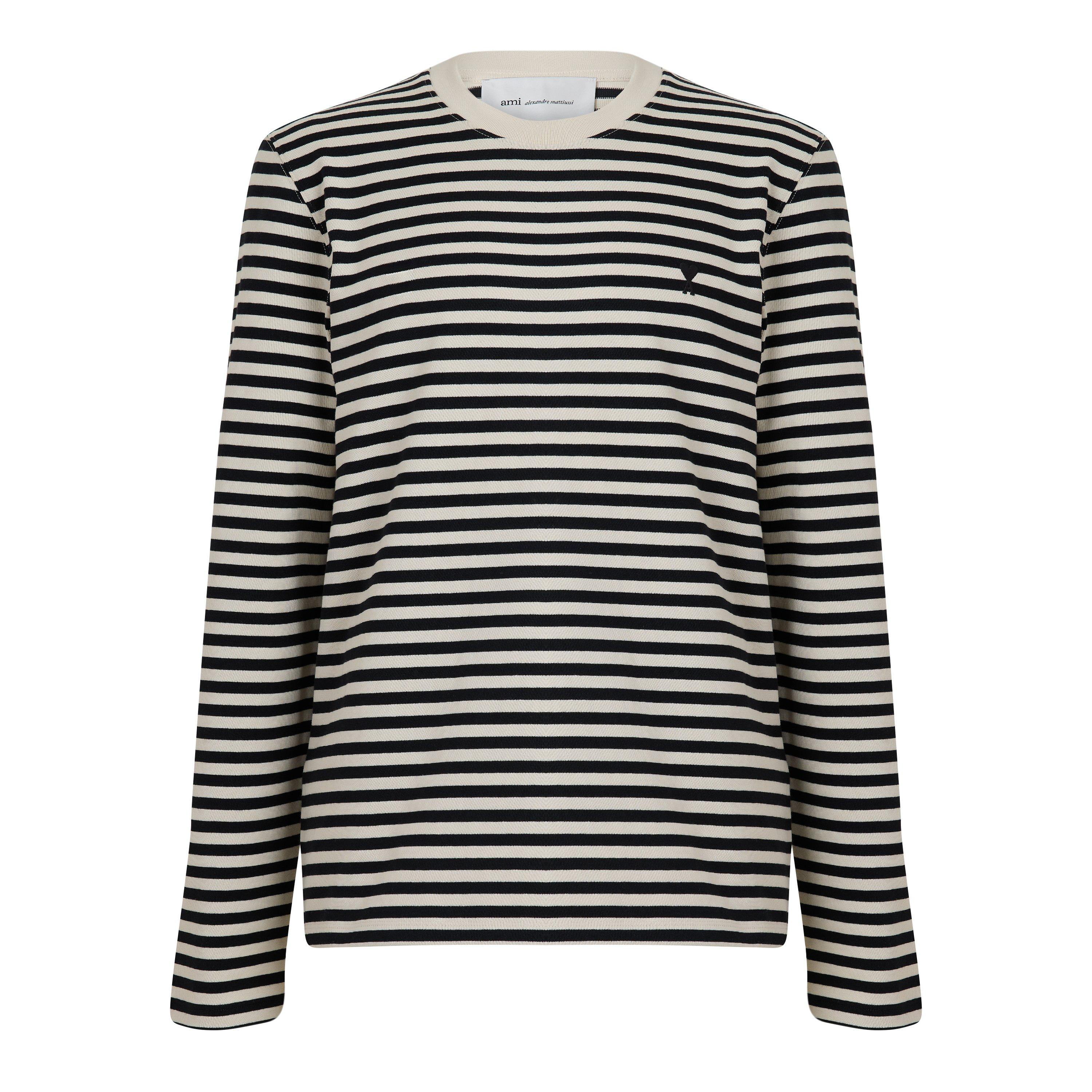 Black/Ivory - Ami Paris - Ami LS Stripe Tee Sn64 - 1