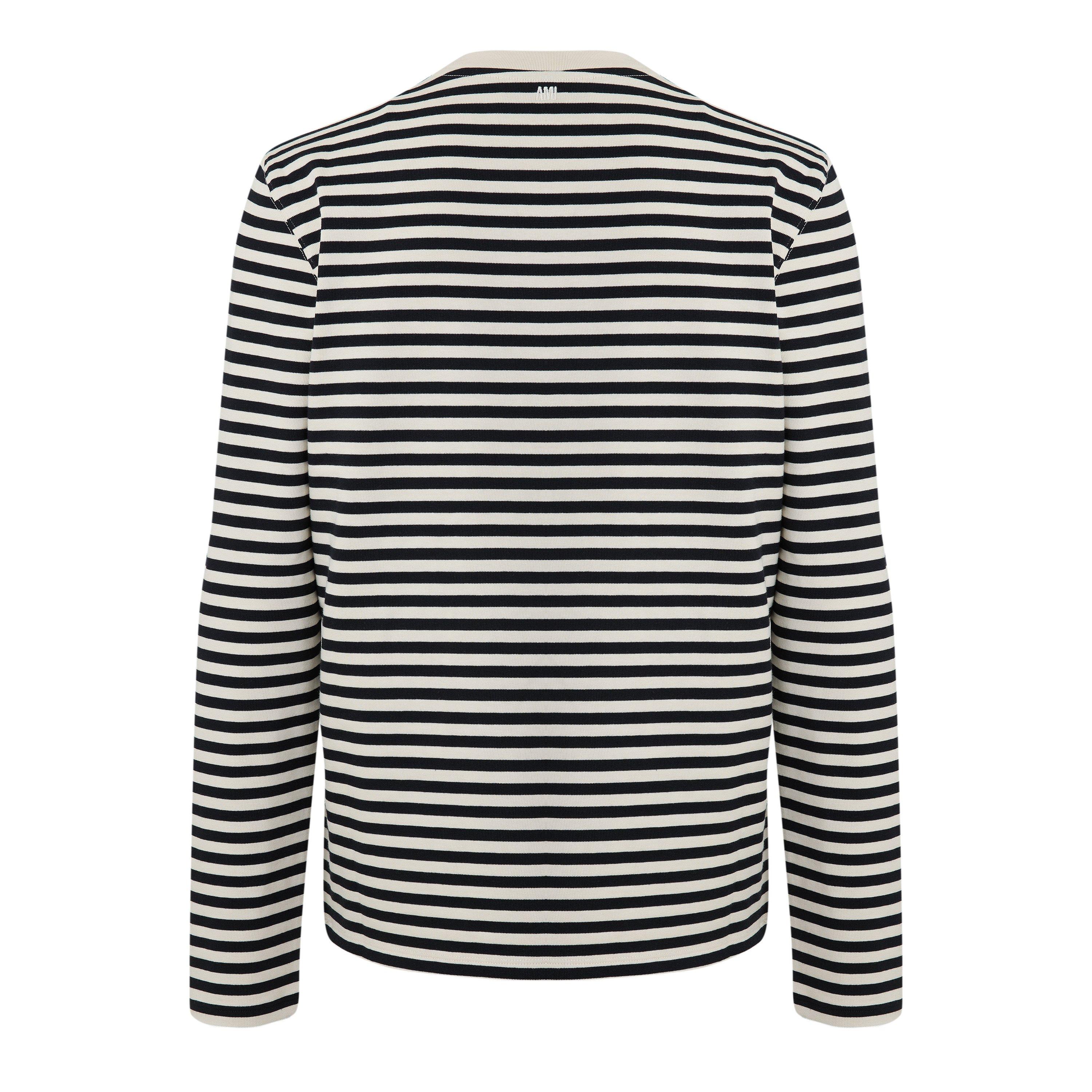 Black/Ivory - Ami Paris - Ami LS Stripe Tee Sn64 - 2