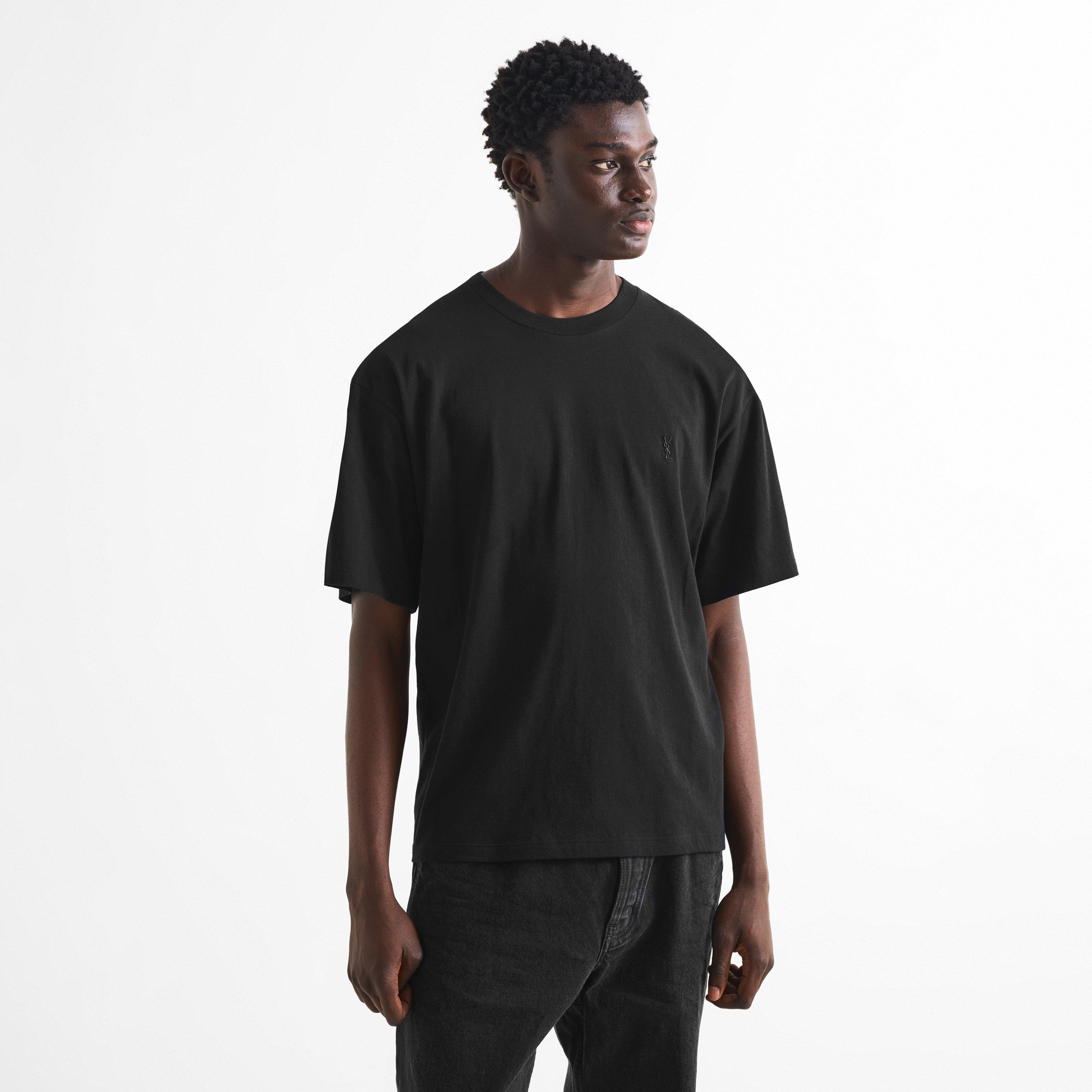 Black - Saint Laurent - Men's Cass Cotton Short-Sleeve Oversized-Fit T-Shirt - 3