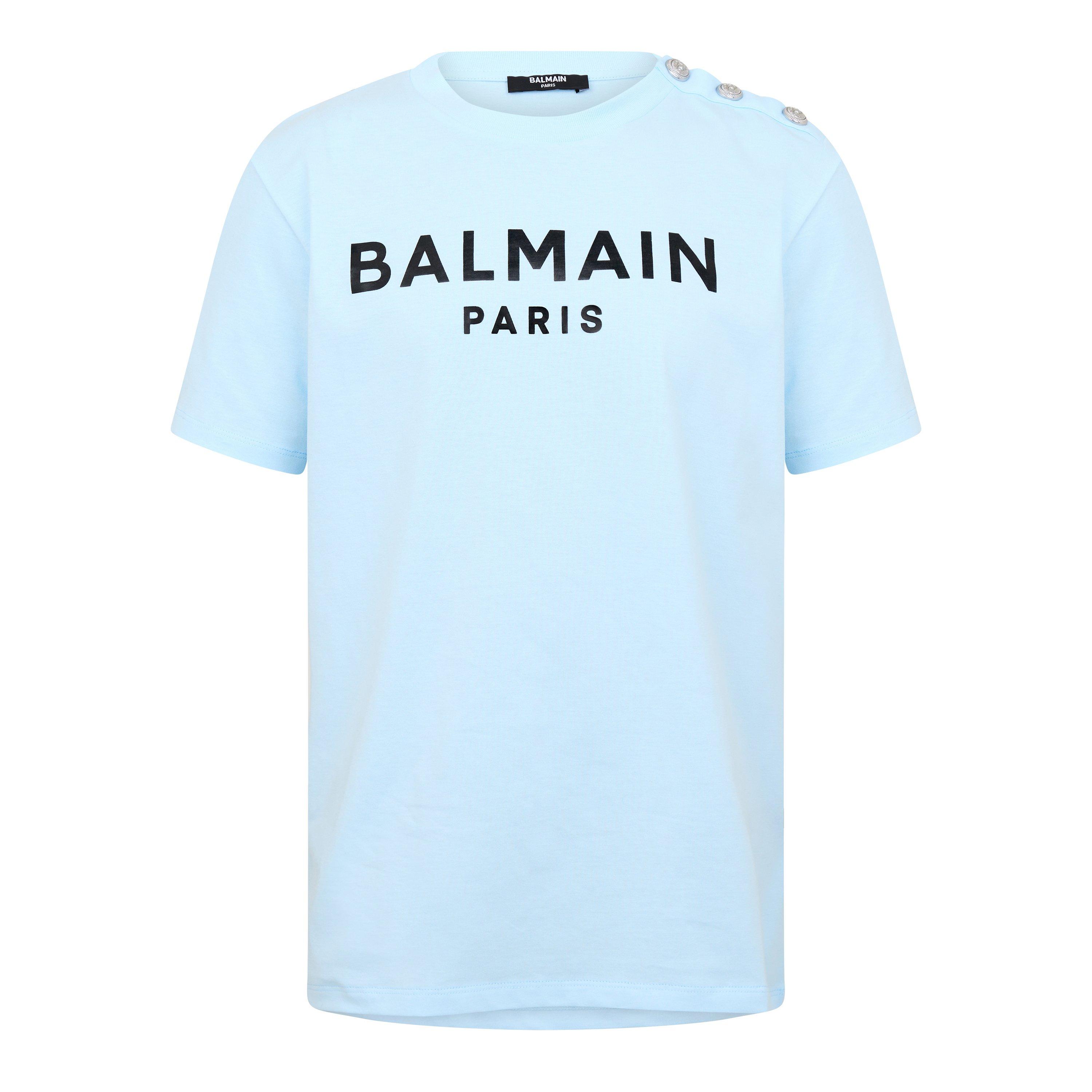 Balmain  Kids Button Paris T-Shirt Juniors - Pale Blue 684 - 10Y