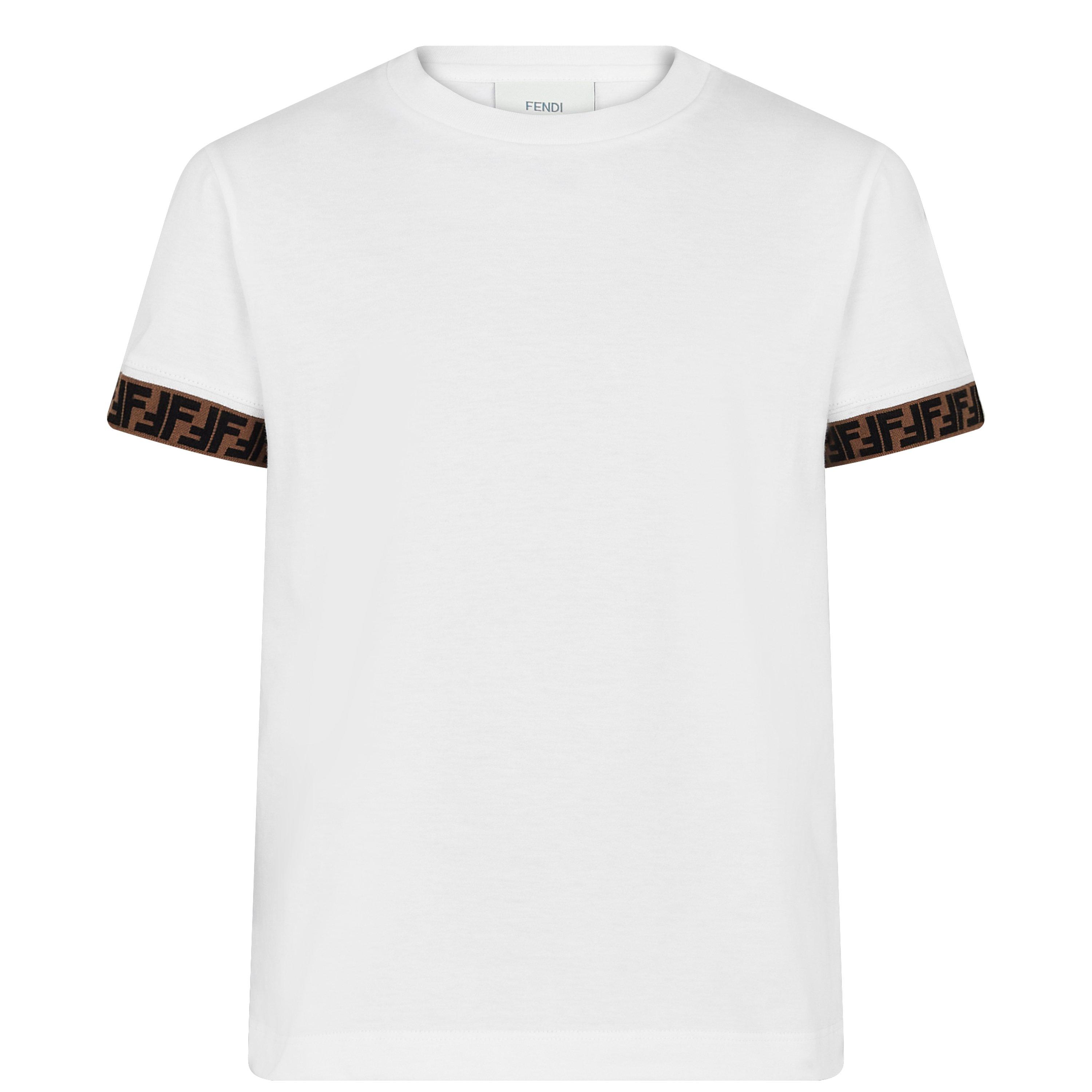 Fendi Boys Ff Logo Arm T Shirt - White F0TU9 - Size 4Y