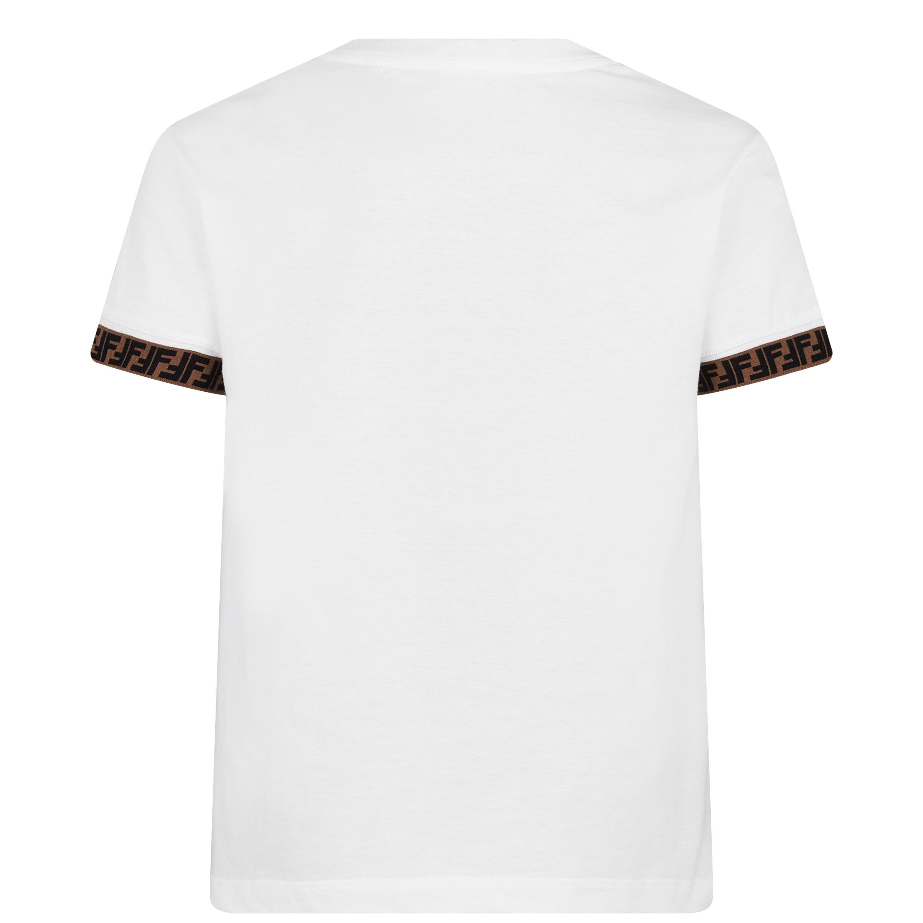 White F0TU9 - Fendi - Boys Ff Logo Arm T Shirt - 2