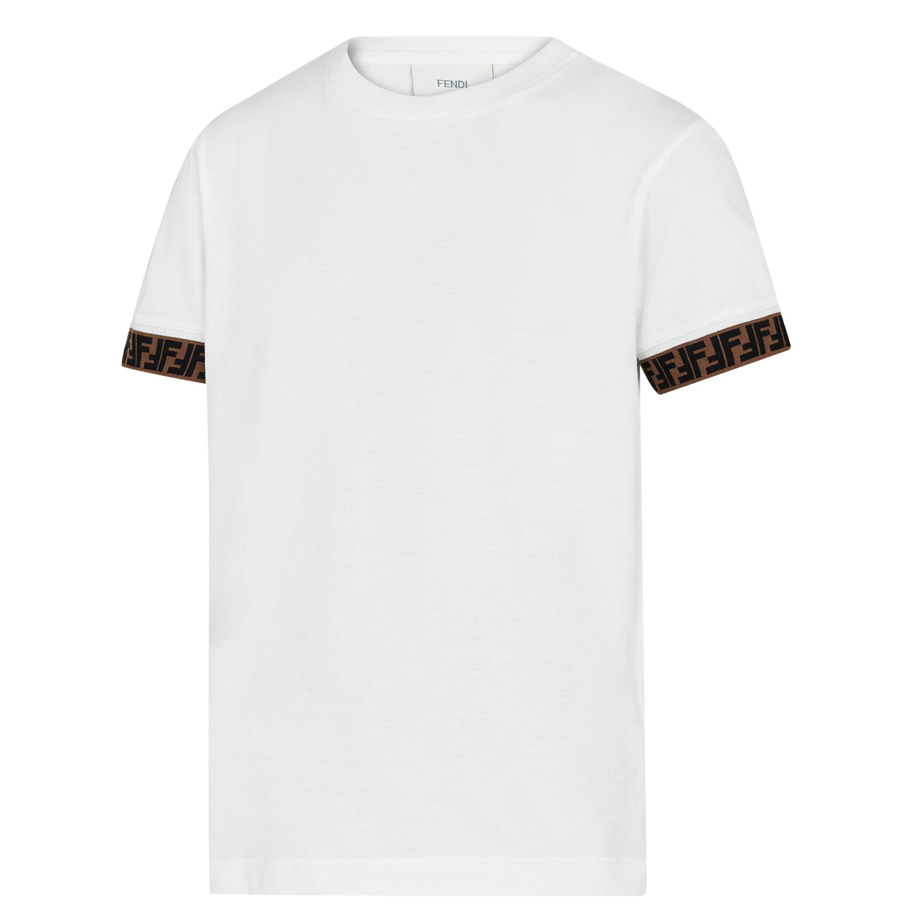 White F0TU9 - Fendi - Boys Ff Logo Arm T Shirt - 3