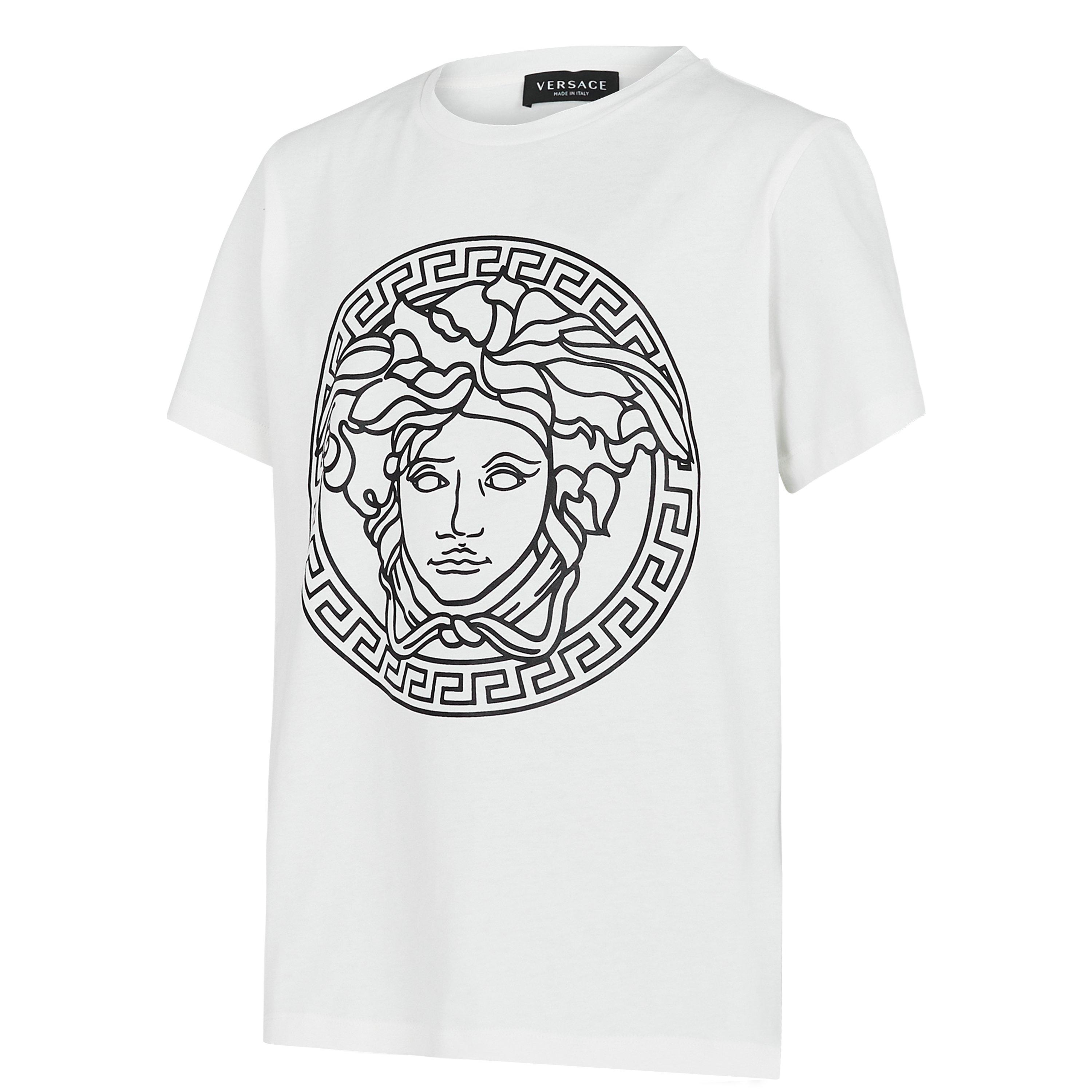 White 2W020 - Versace - Kids' Medusa Cotton T-Shirt - 3