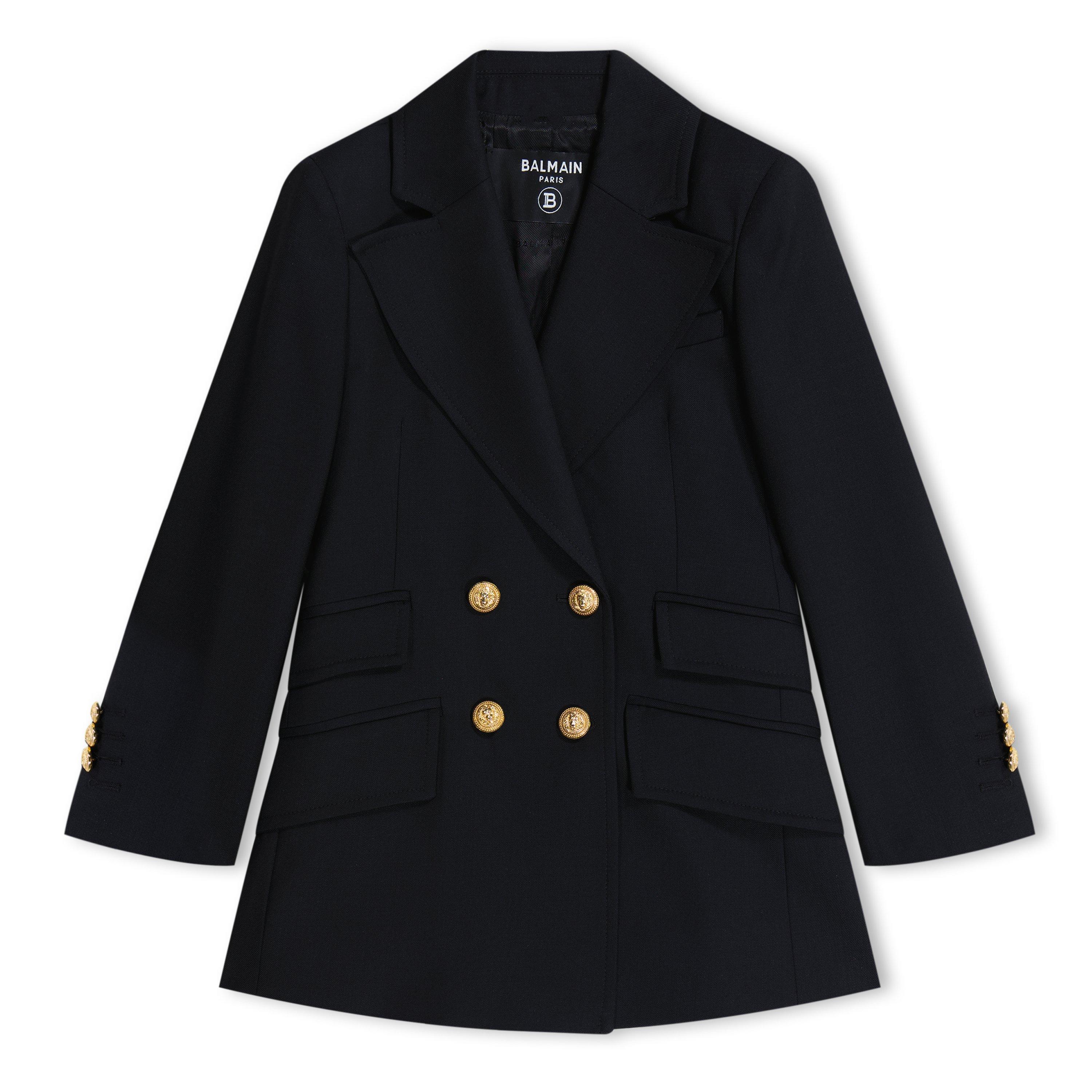 Black 930OR - Balmain - Kids' Double Breasted Long Sleeve Blazer - 1