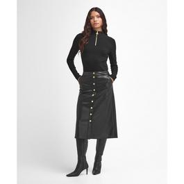 Barbour International Aria Faux-Leather Midi Skirt