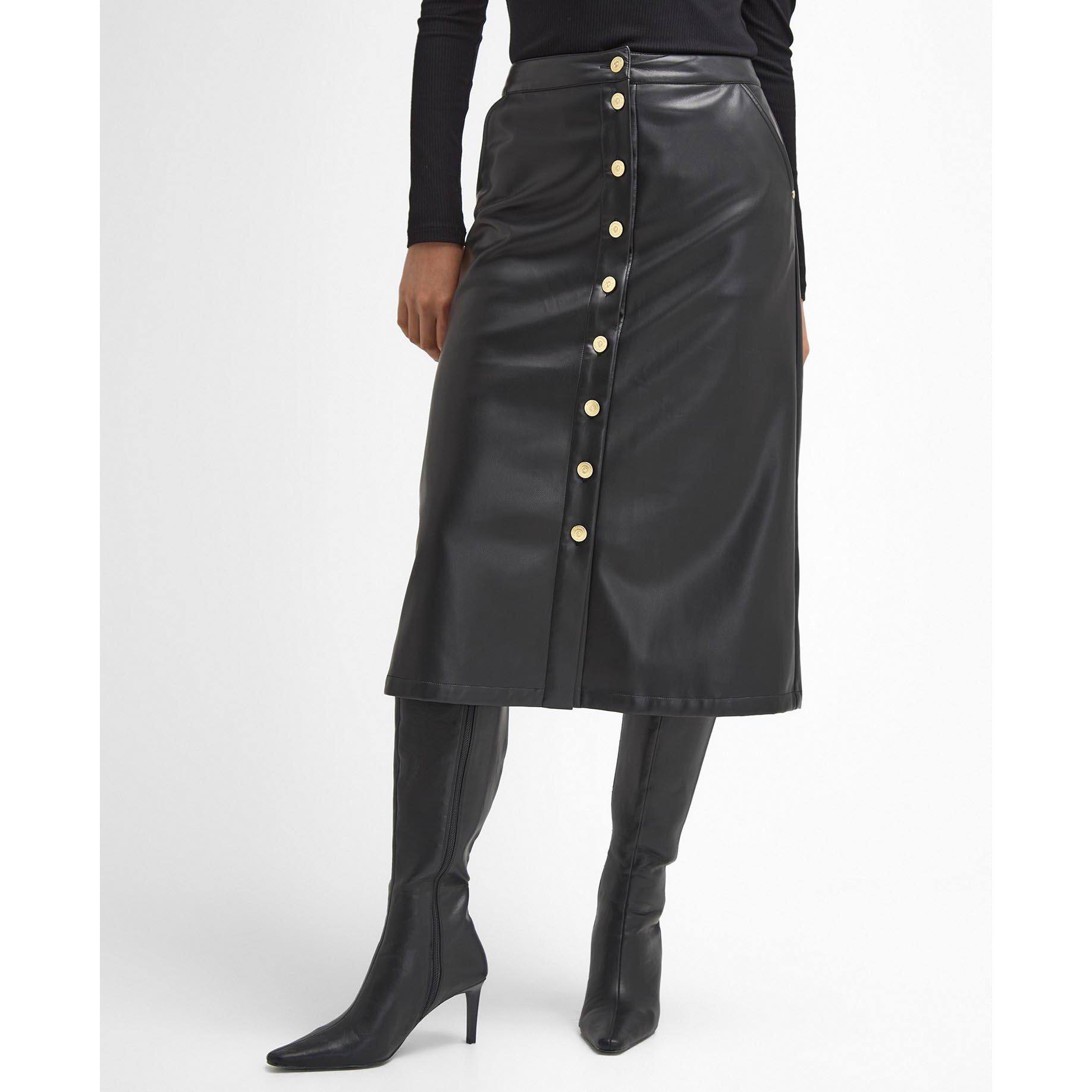 Black - Barbour International - Aria Faux-Leather Midi Skirt - 3