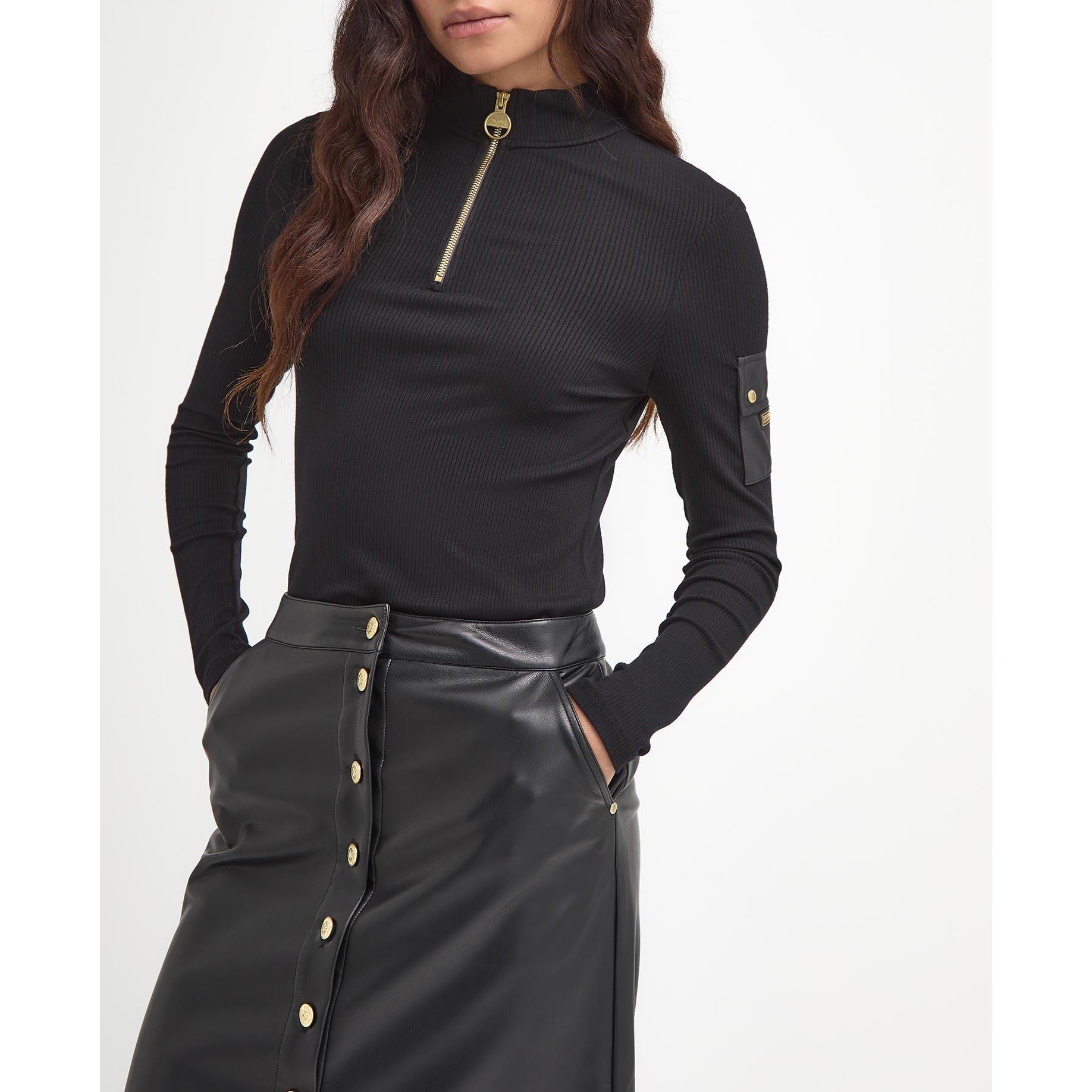 Black - Barbour International - Aria Faux-Leather Midi Skirt - 4