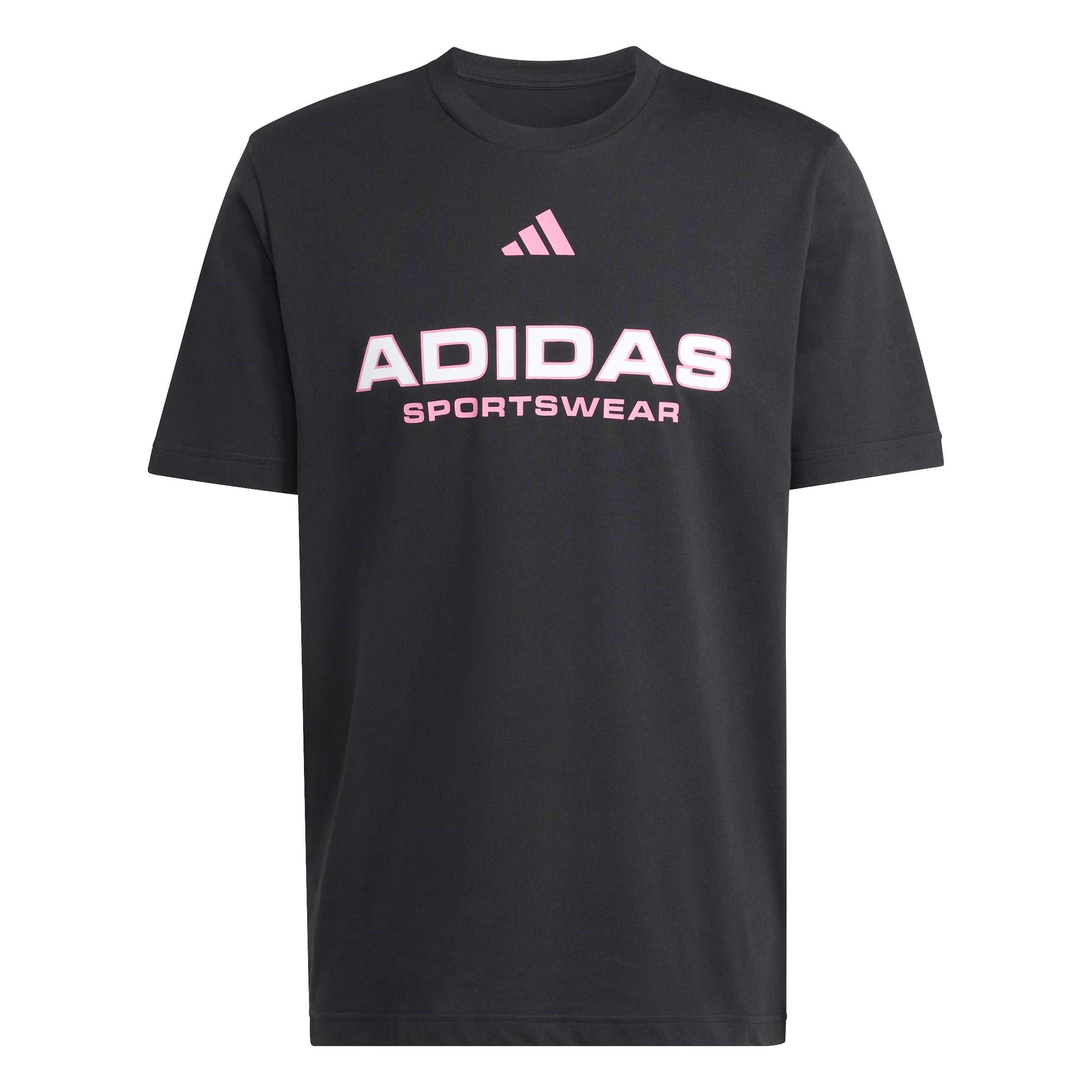 Adidas Men's Graphic Logo T-Shirt - Black/Pink Spw - XL