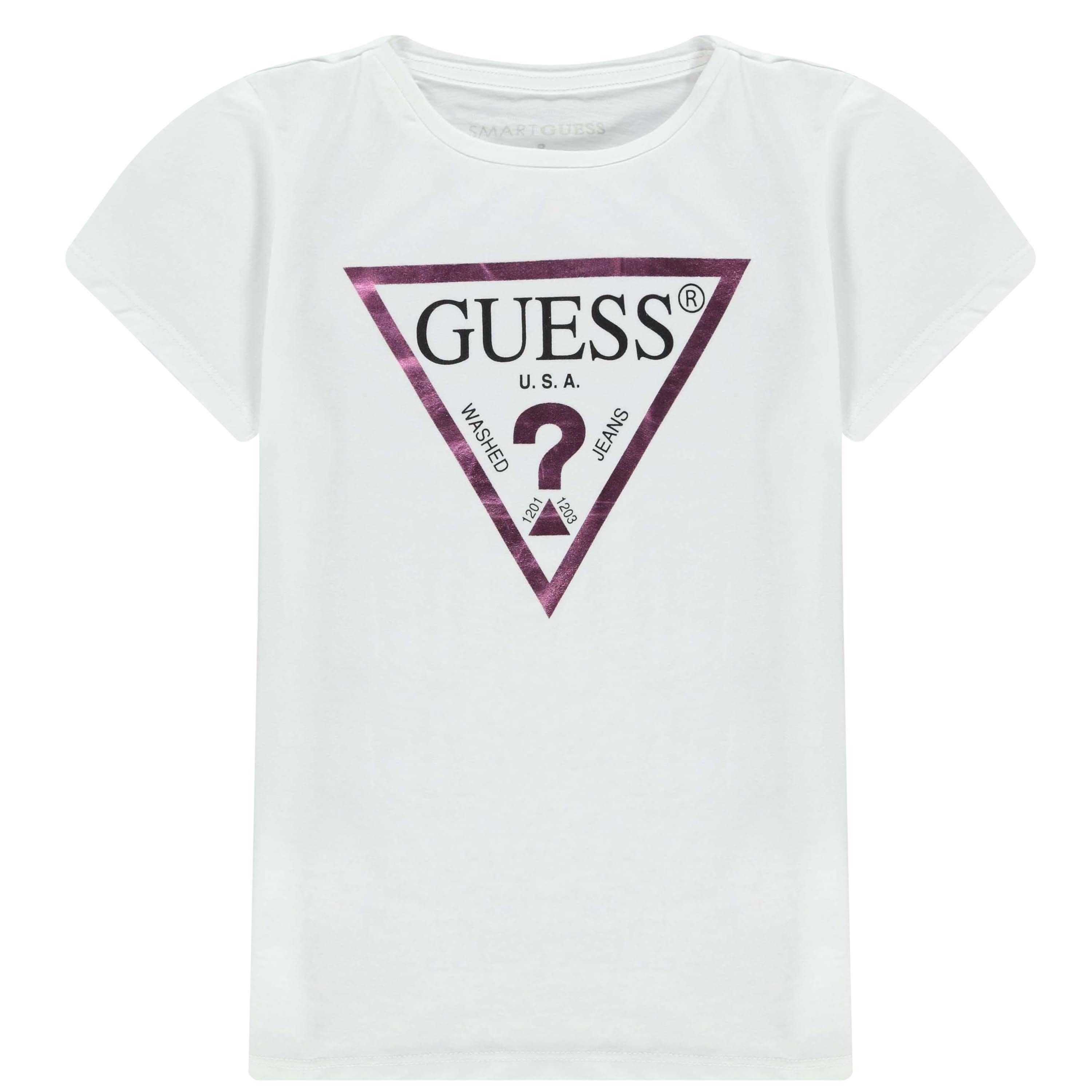Wht A000 G011 - Guess - Girl's Core Logo T Shirt - 1