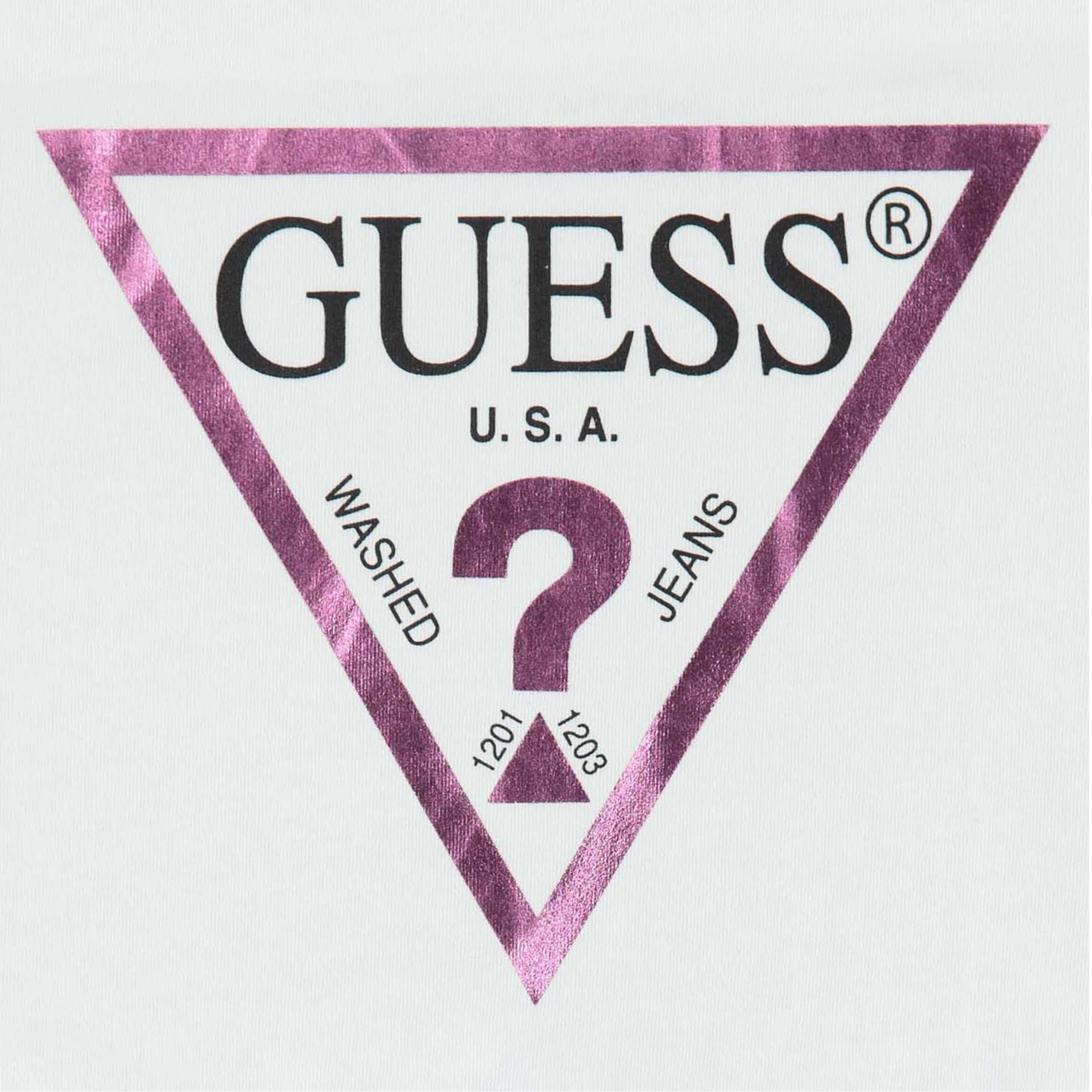 Wht A000 G011 - Guess - Girl's Core Logo T Shirt - 4