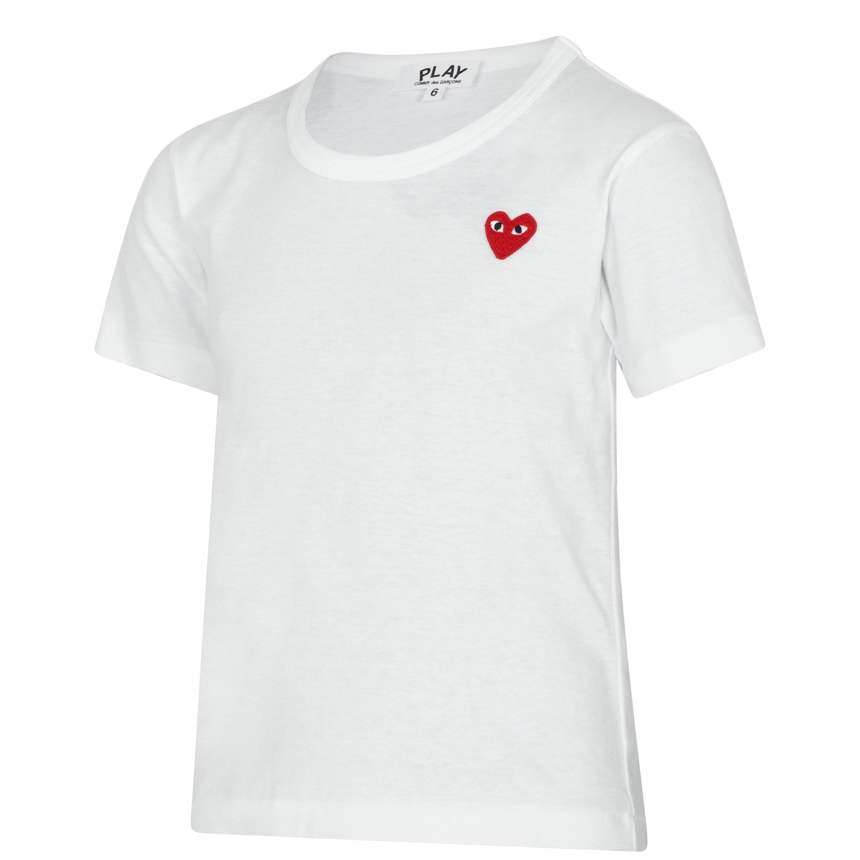White 2 - Comme des Garcons PLAY - Small Red Peeping Heart T-Shirt Junior - 3