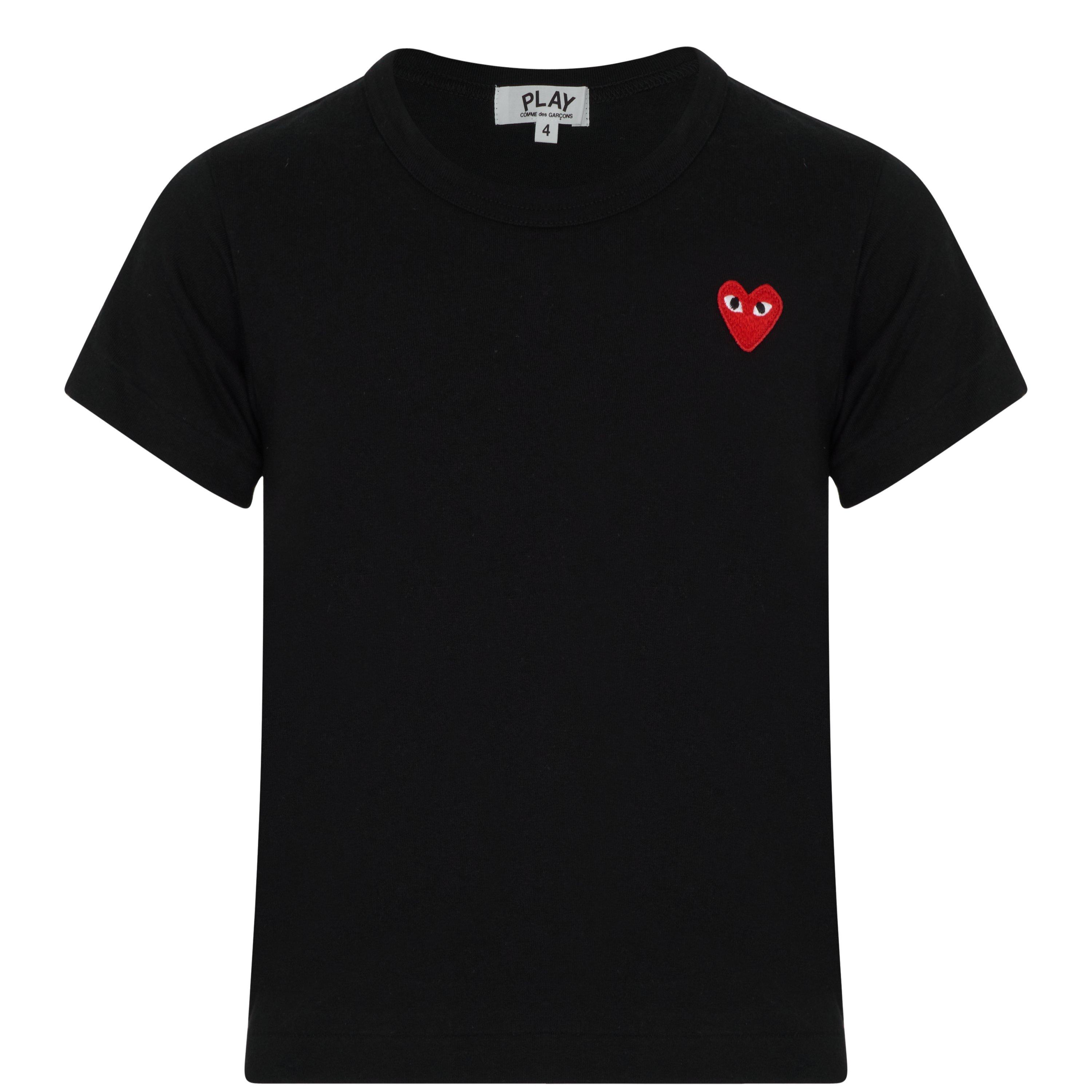Black 1 - Comme des Garcons PLAY - Small Red Peeping Heart T-Shirt Junior - 1