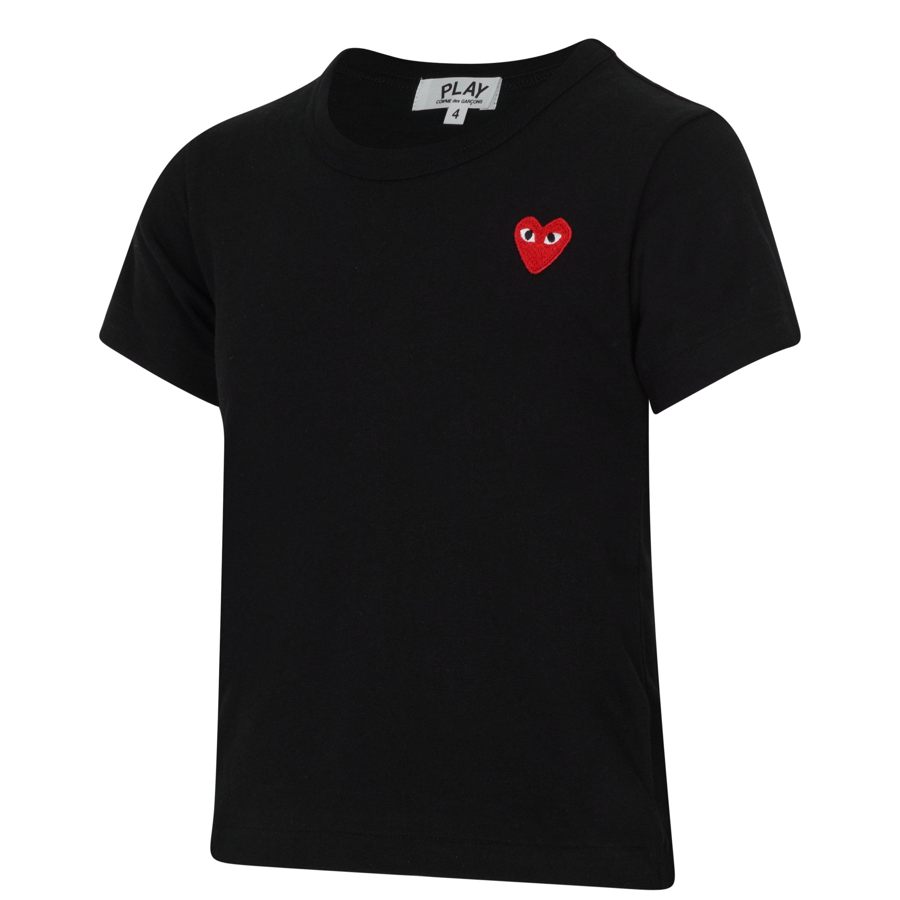 Black 1 - Comme des Garcons PLAY - Small Red Peeping Heart T-Shirt Junior - 3