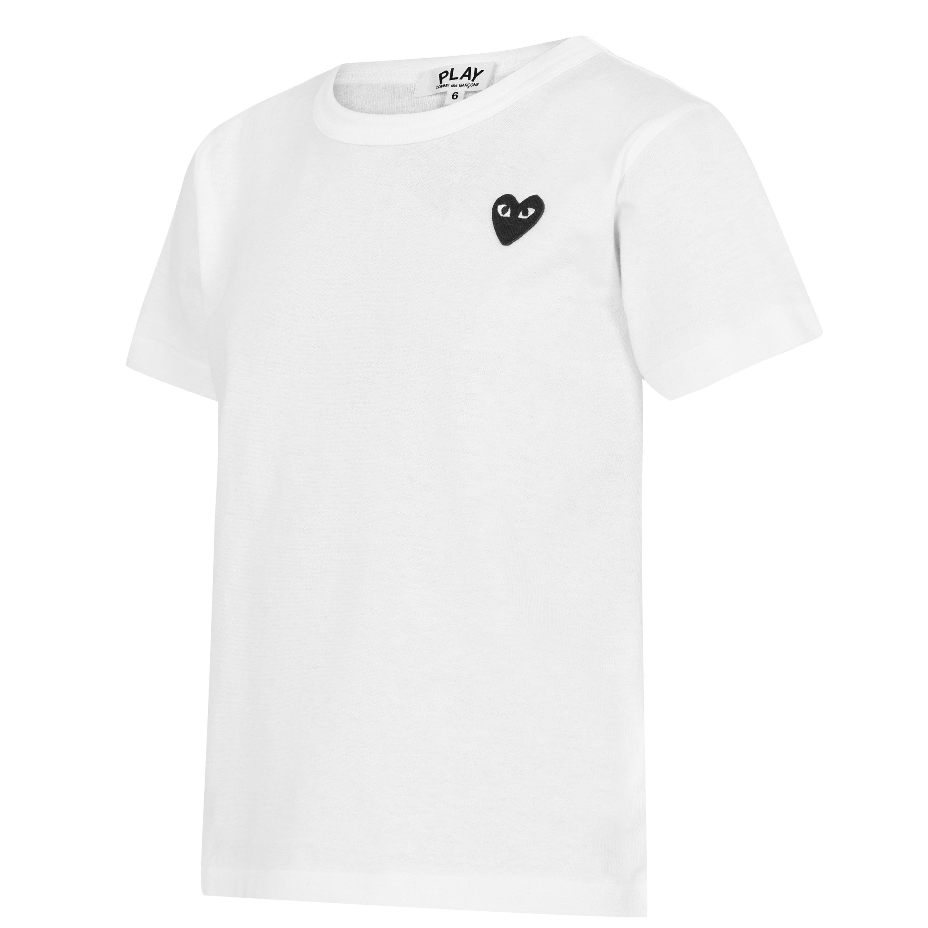 White 1 - Comme des Garcons PLAY - Embroidered Peeping Heart T-Shirt Junior - 3