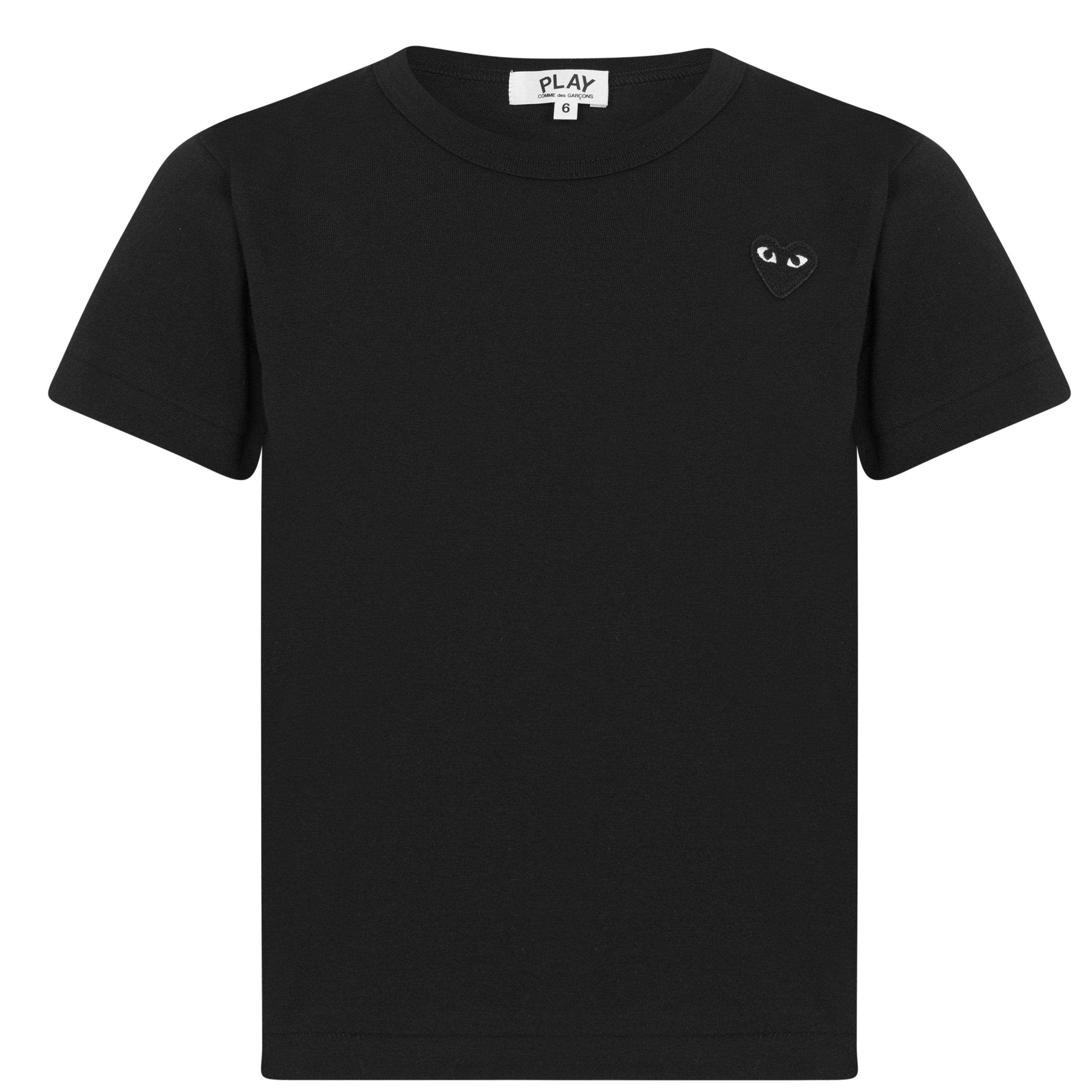 Black 1 - Comme des Garcons PLAY - Embroidered Peeping Heart T-Shirt Junior - 1