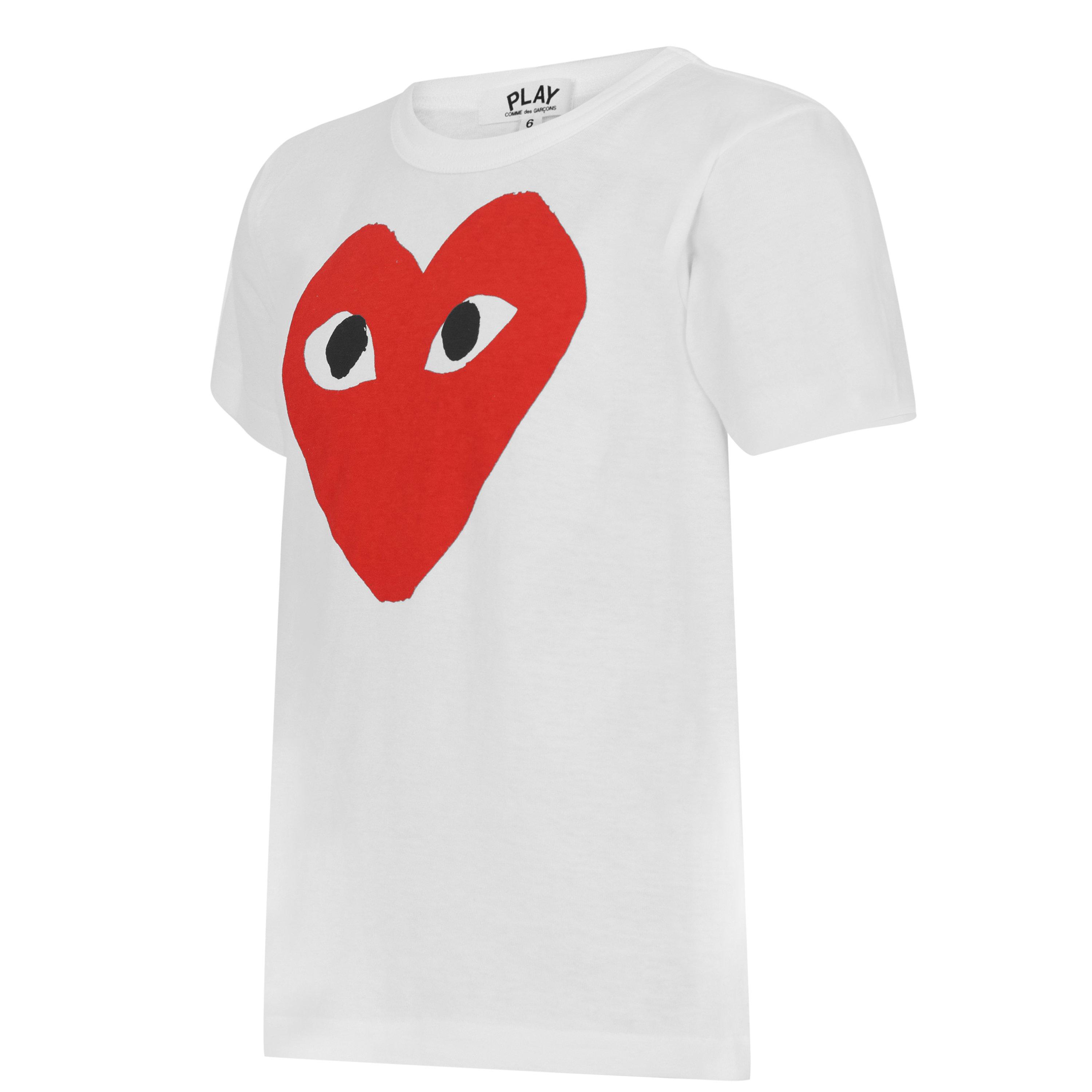 Comme des Garcons PLAY | Large Red Peeping Heart Tee Junior
