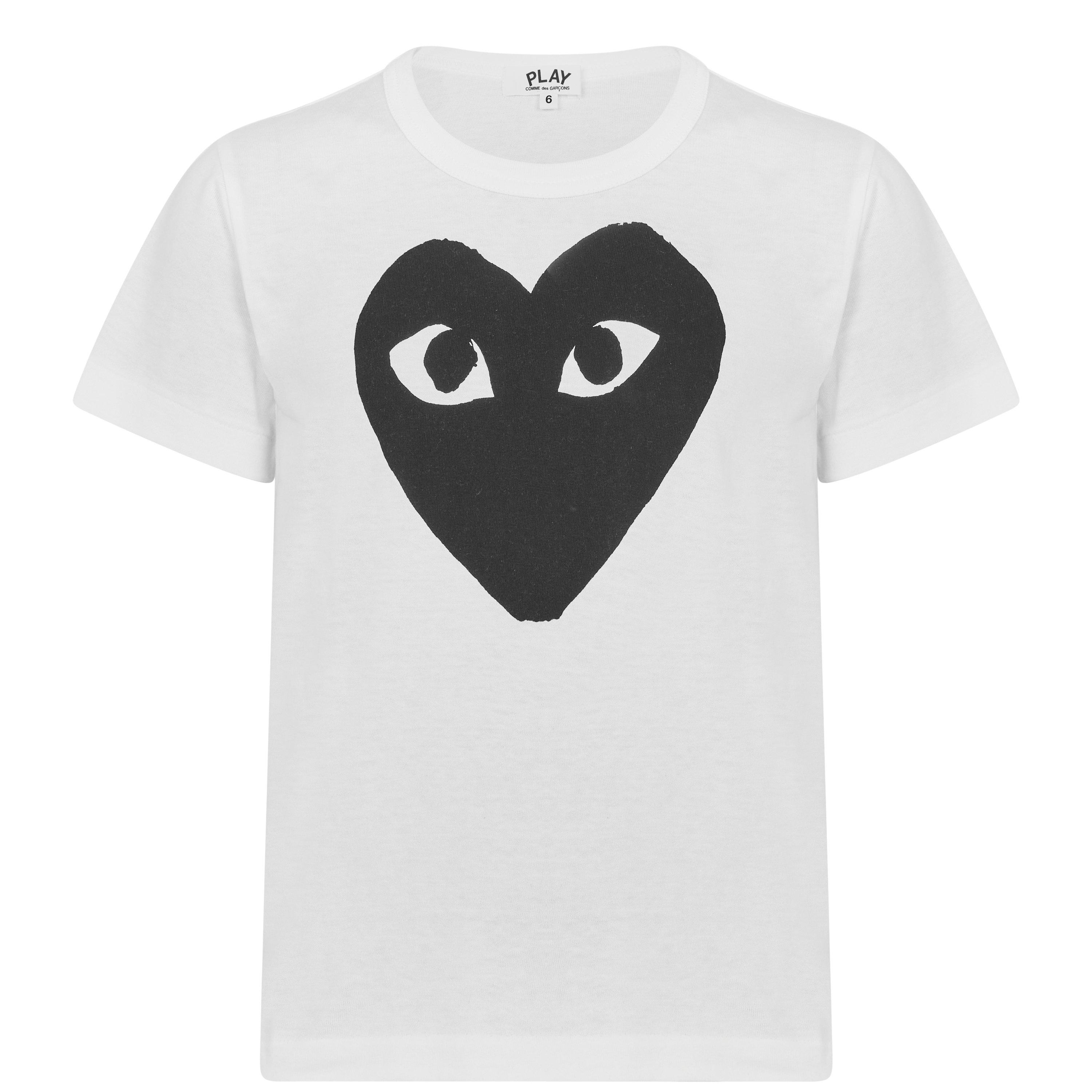 White 1 - Comme des Garcons PLAY - Large Peeping Heart T-Shirt Junior - 1