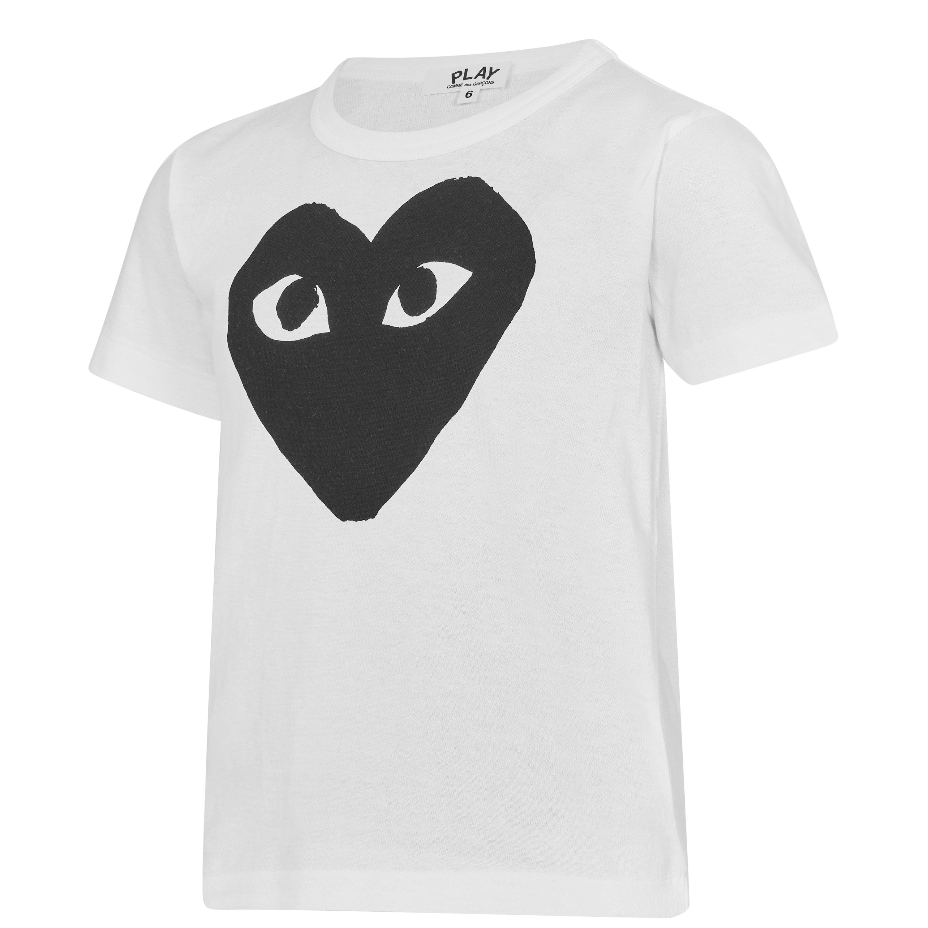 White 1 - Comme des Garcons PLAY - Large Peeping Heart T-Shirt Junior - 3