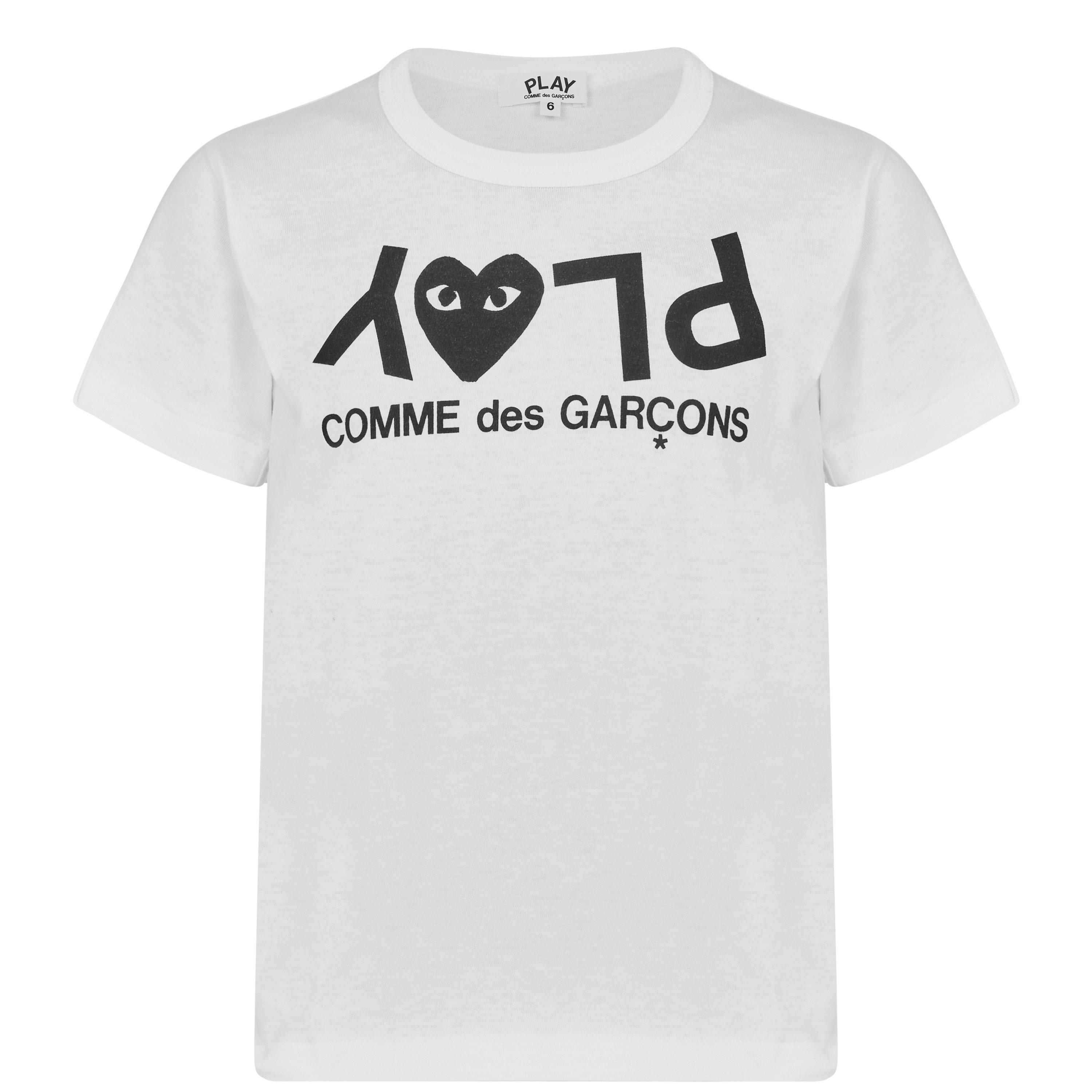 White 1 - Comme des Garcons PLAY - Juniors Upside Down Logo Tee - 1