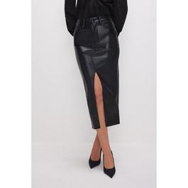 Good American Faux Leather Midi Skirt