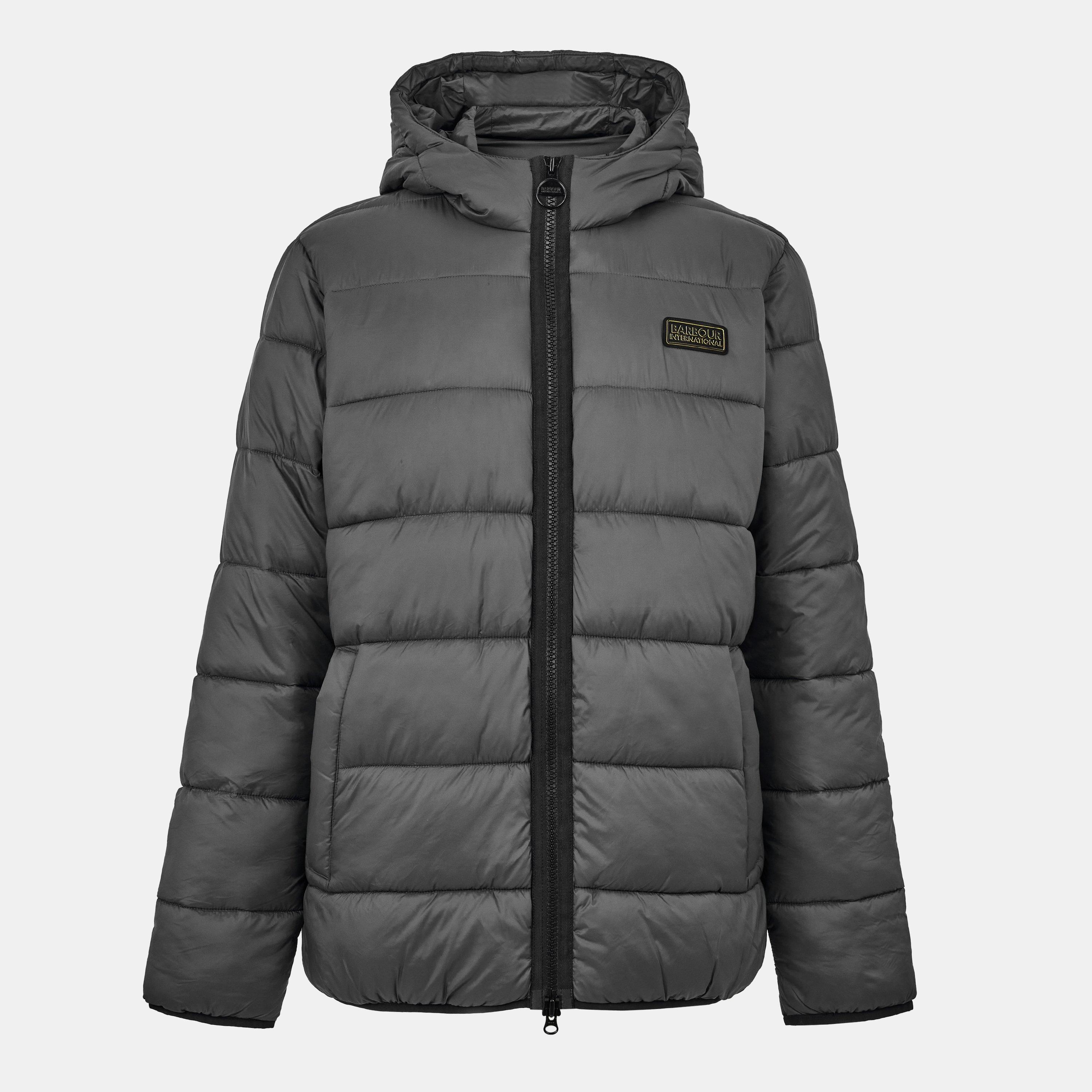 Barbour International Men's Bobber Quilted Fixed Hood Short Puffer Jacket - Asphalt Ch51 - M
