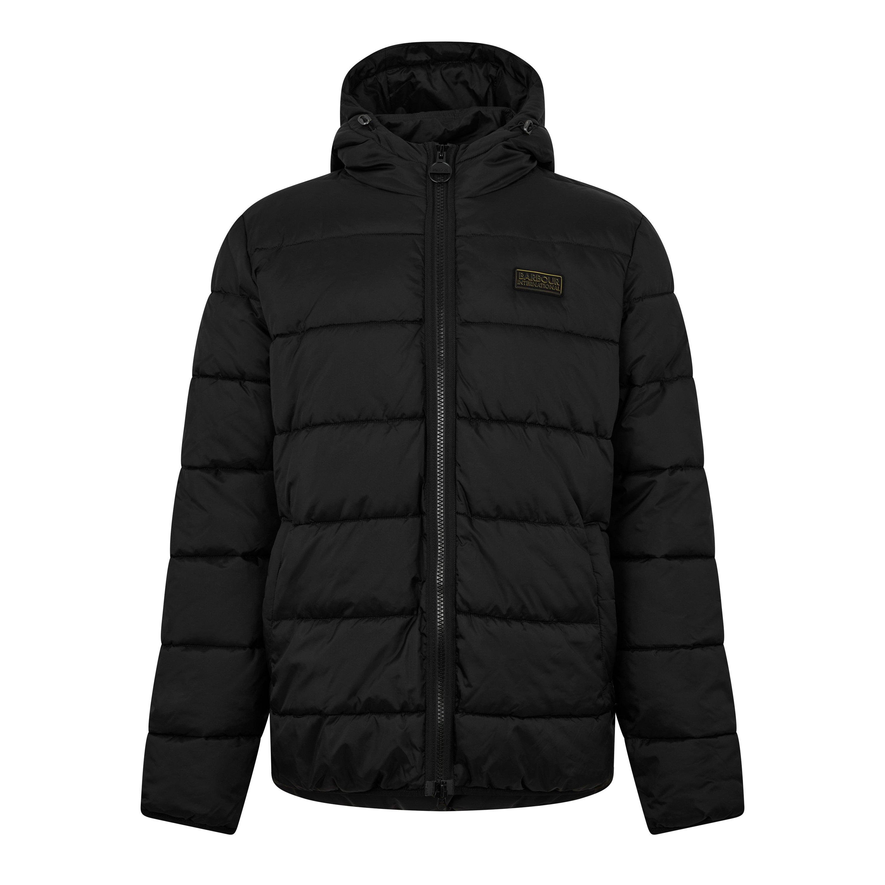 Black BK91 - Barbour International - Men's Bobber Quilted Fixed Hood Short Puffer Jacket - 1