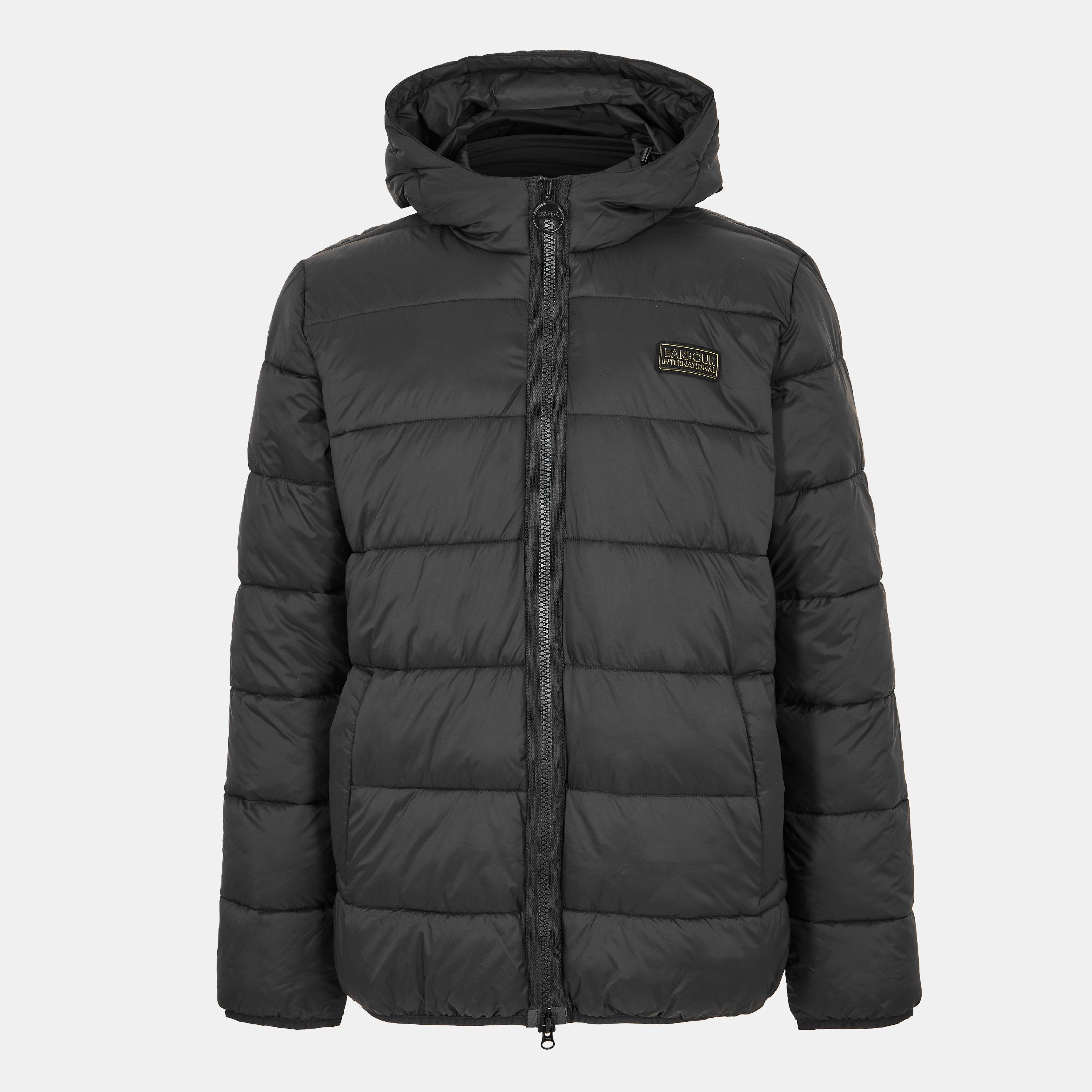 Barbour International Men's Bobber Quilted Fixed Hood Short Puffer Jacket - Black Bk51 - 2XL