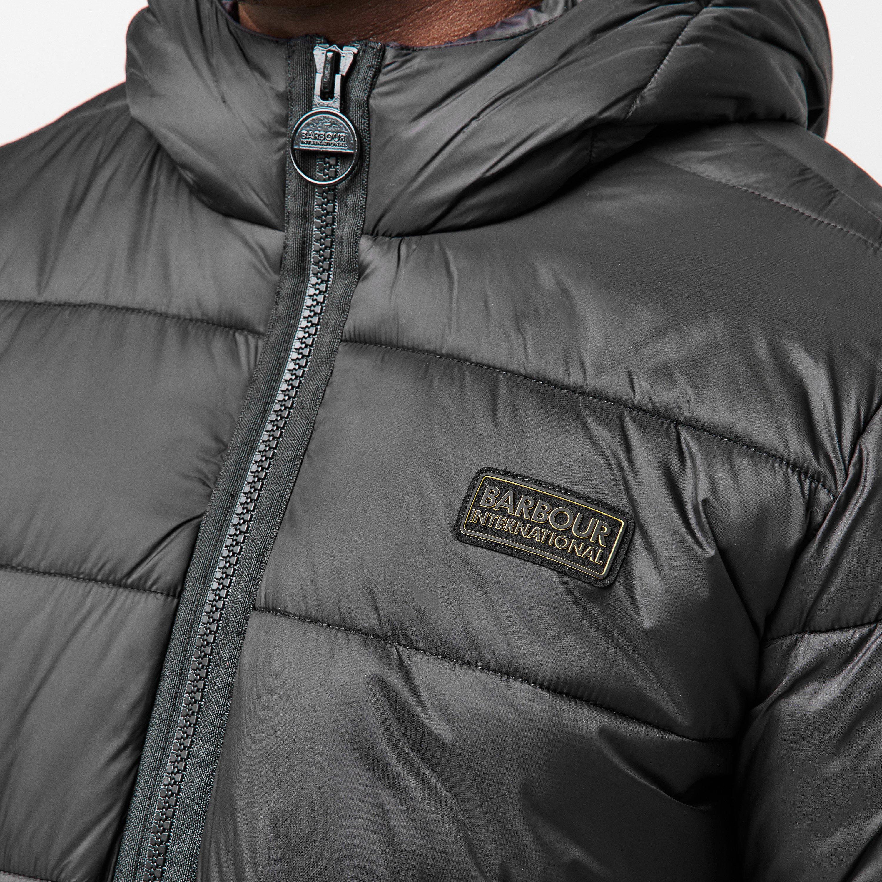 Black BK51 - Barbour International - Men's Bobber Quilted Fixed Hood Short Puffer Jacket - 5