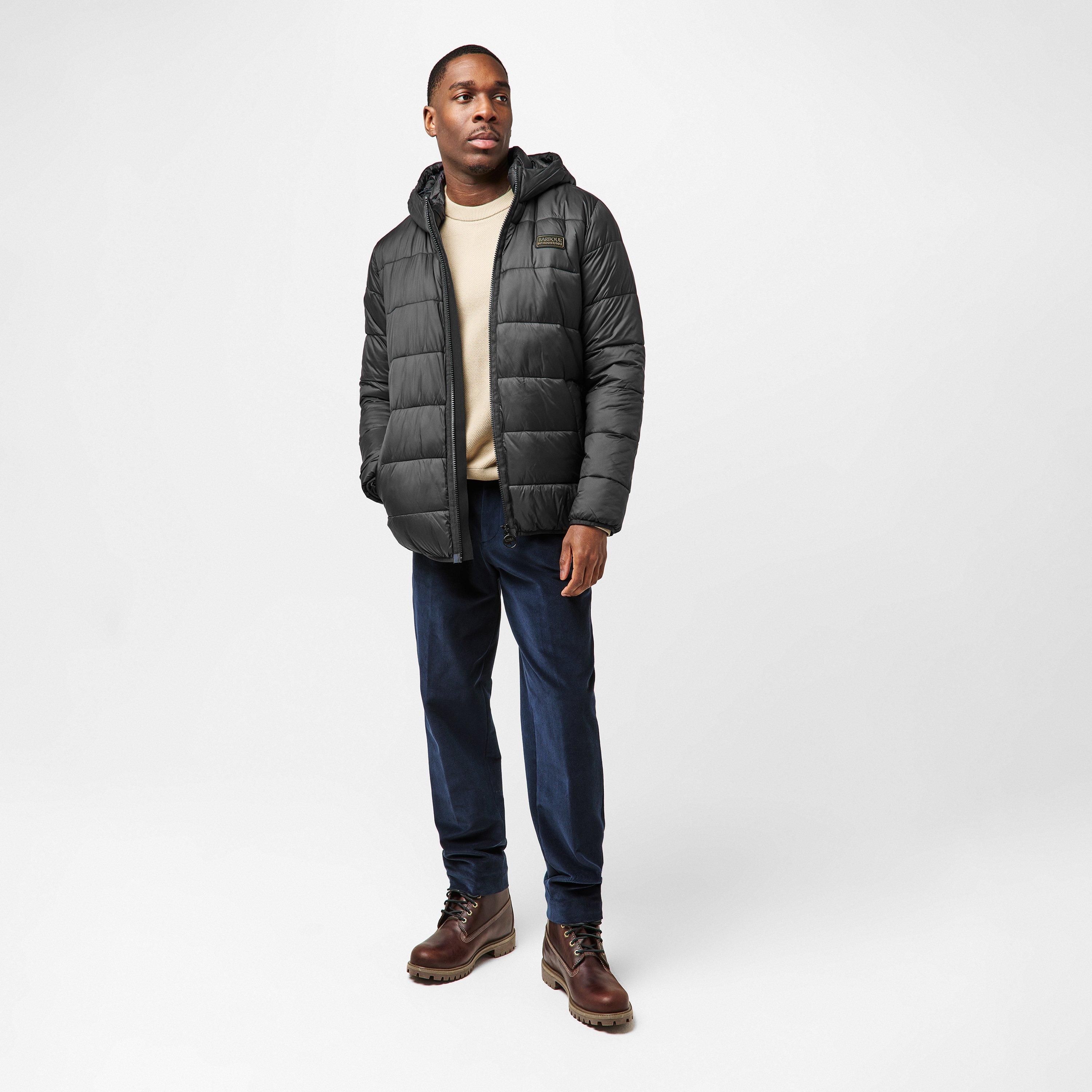 Black BK51 - Barbour International - Men's Bobber Quilted Fixed Hood Short Puffer Jacket - 6
