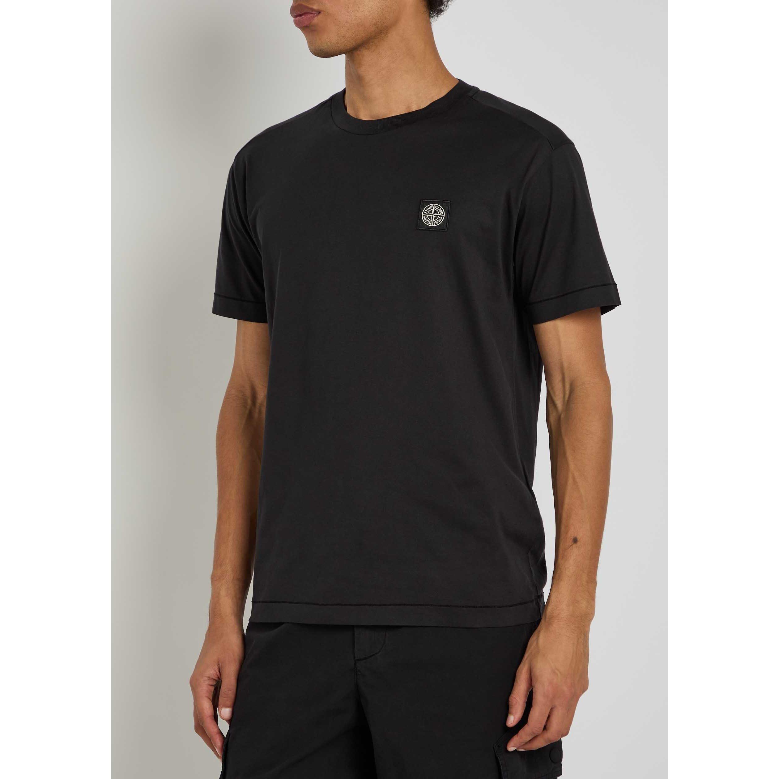 BLACK - Stone Island - Men's Garment Dyed Cotton T-Shirt - 2