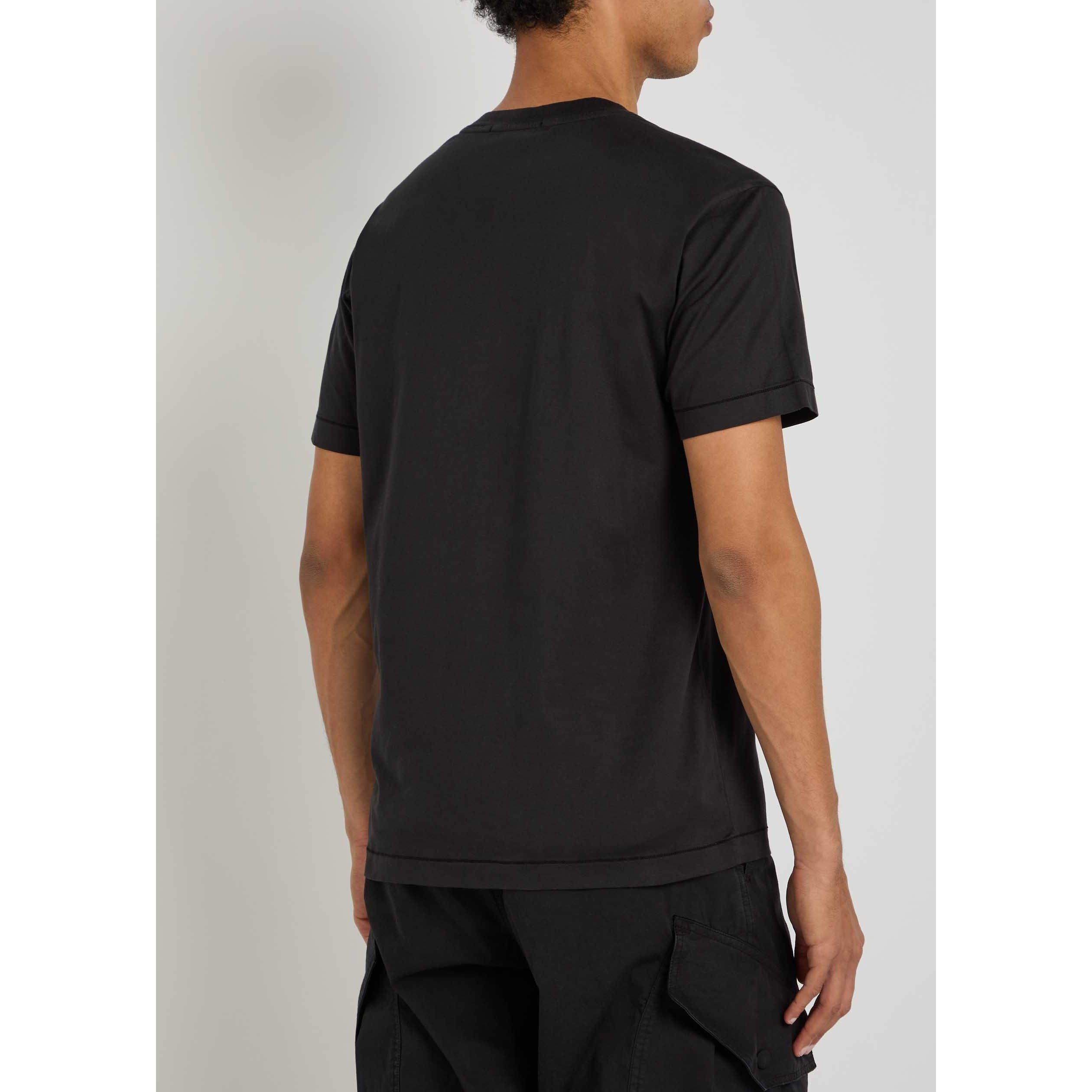 BLACK - Stone Island - Men's Garment Dyed Cotton T-Shirt - 3