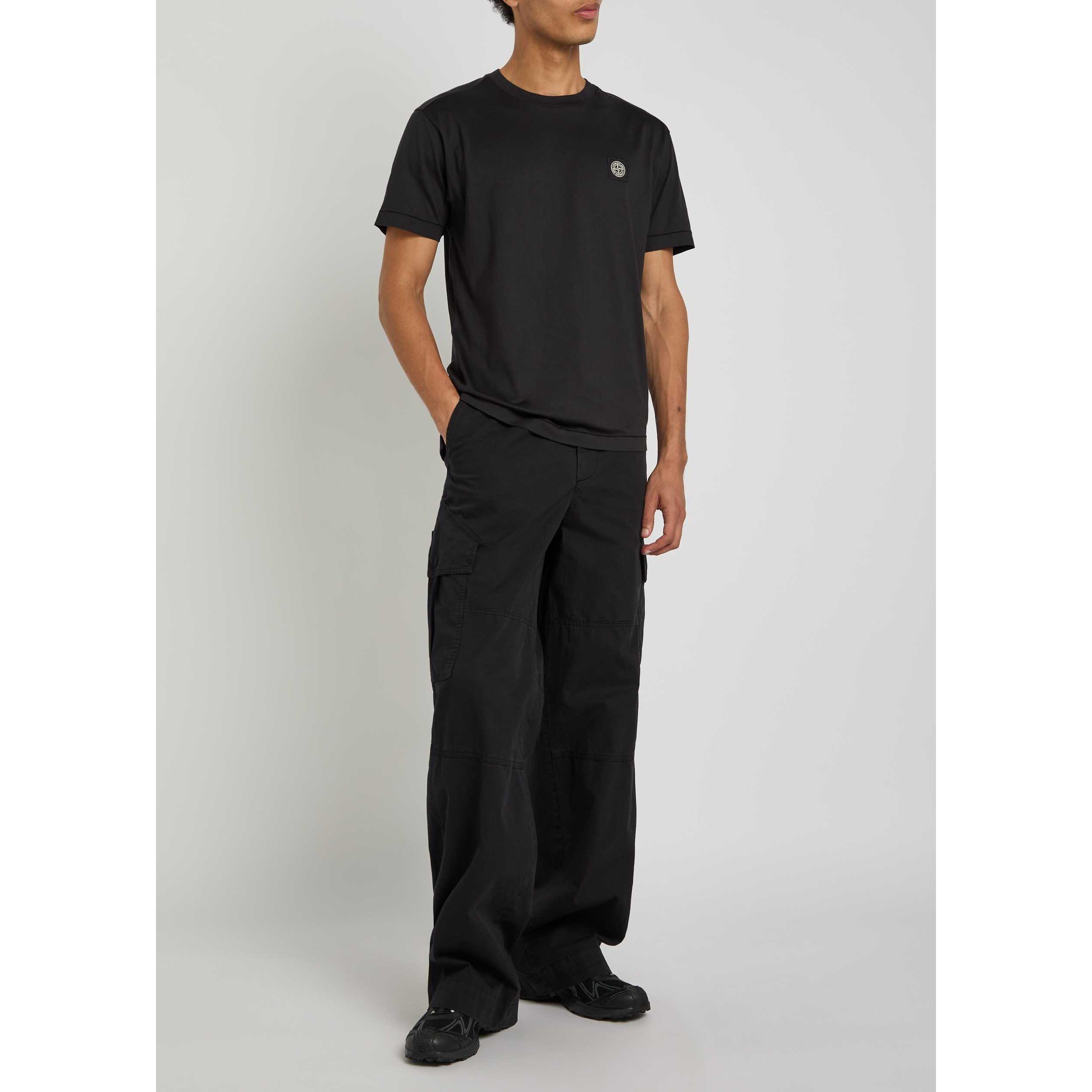 BLACK - Stone Island - Men's Garment Dyed Cotton T-Shirt - 5