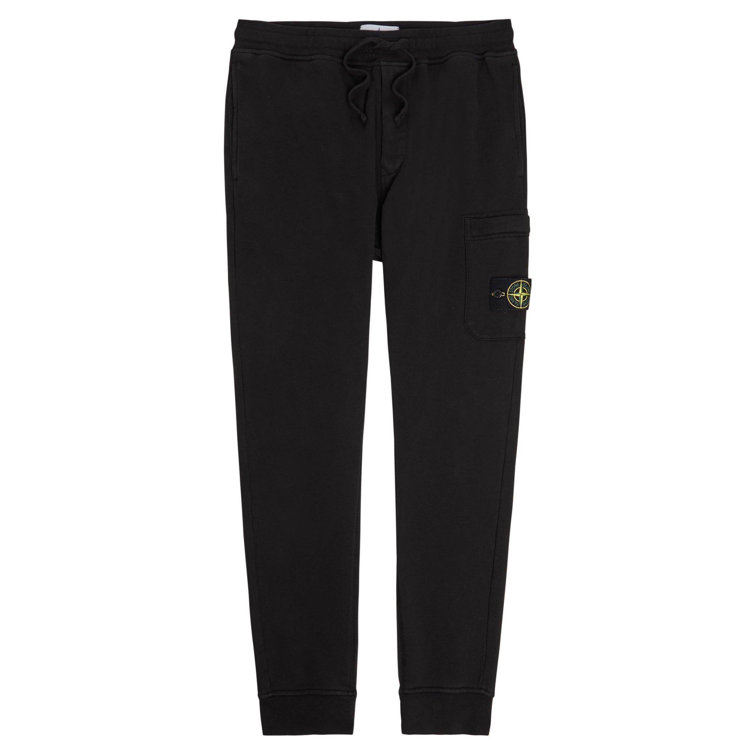 BLACK - Stone Island - SI BADGE GARMENT DYED SWEATPAN - 1