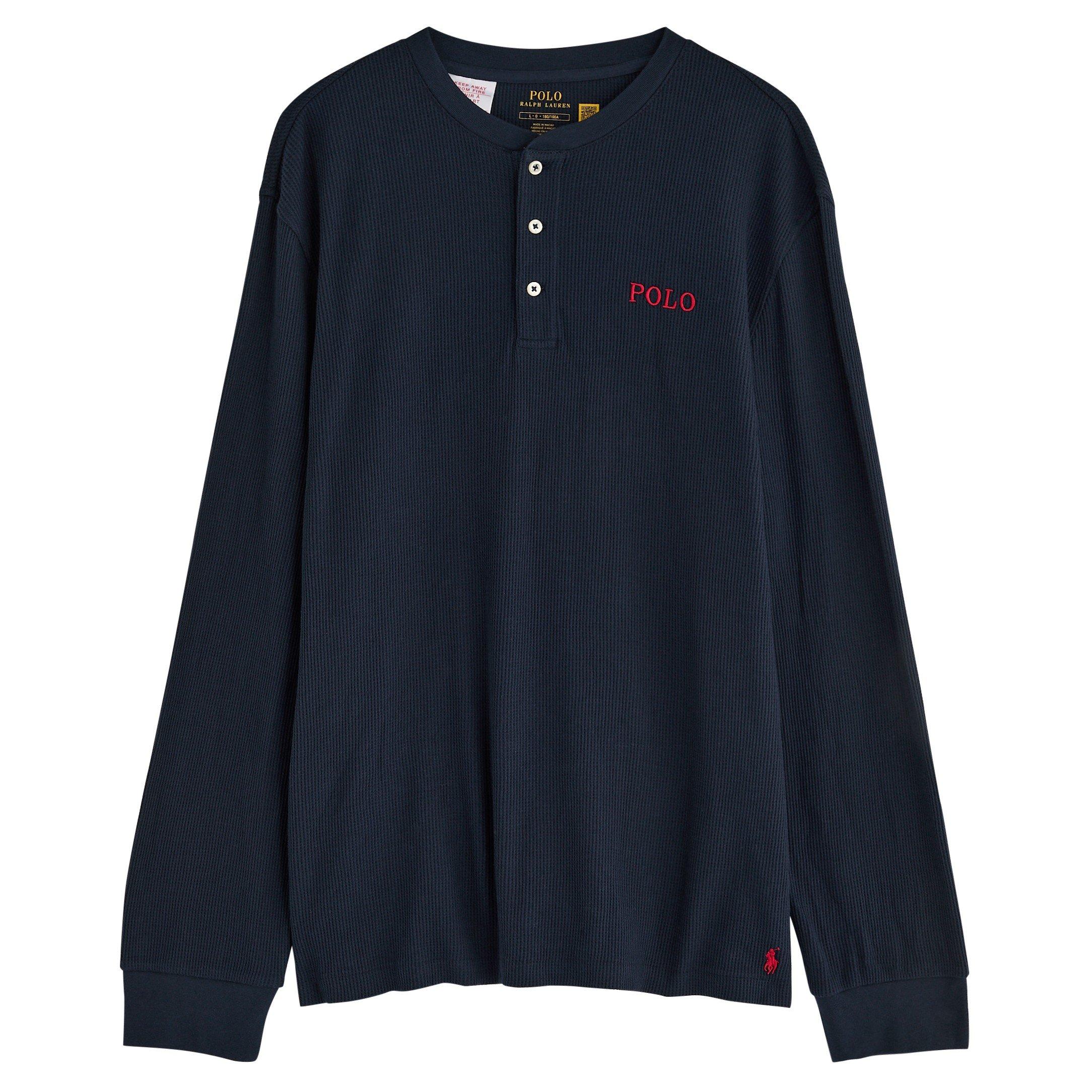 NAVY - Polo Ralph Lauren - PRL TEE LS HENLEY WAFFLE