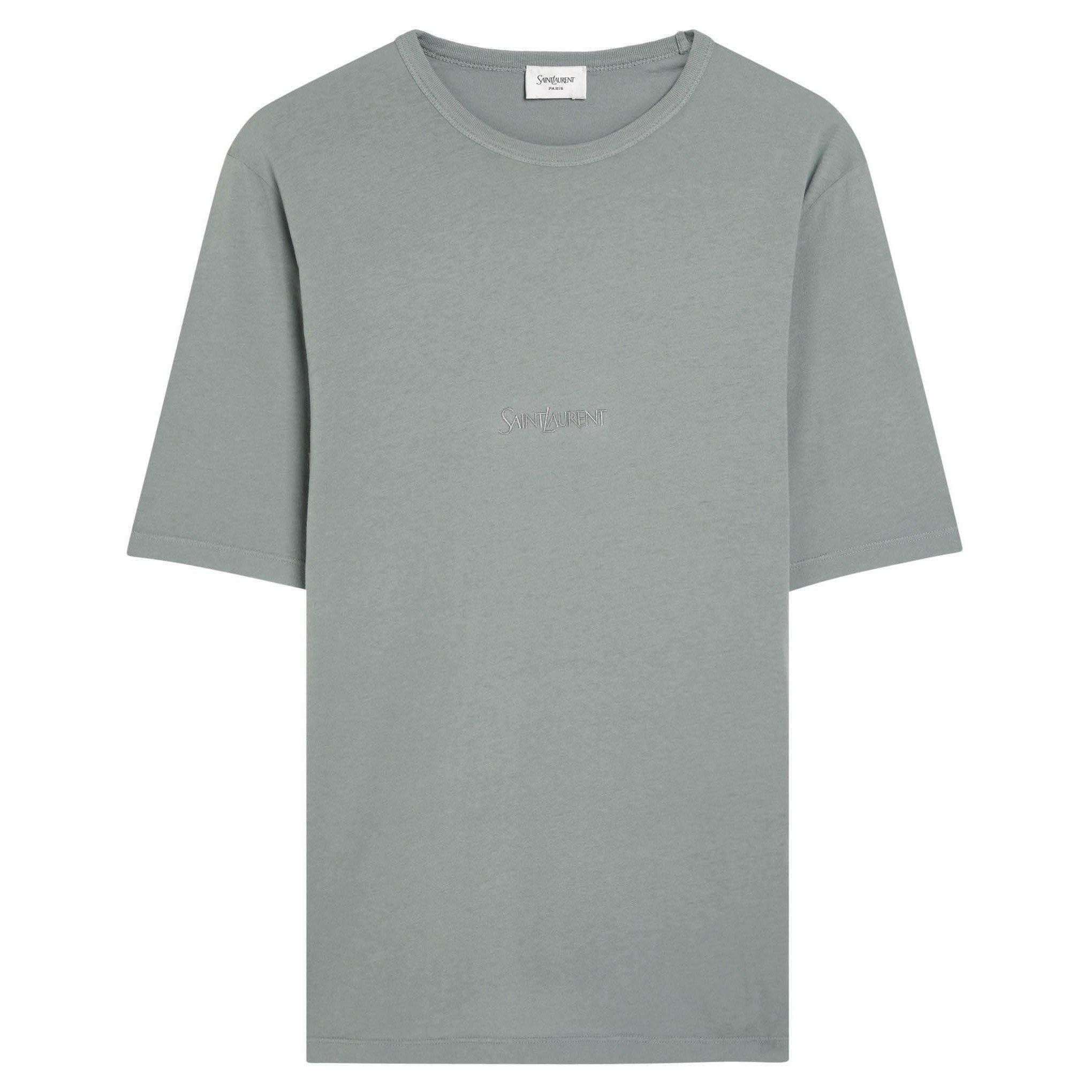 GREY - Saint Laurent - Men's Cotton Crew-Neck Short-Sleeve T-Shirt - 1