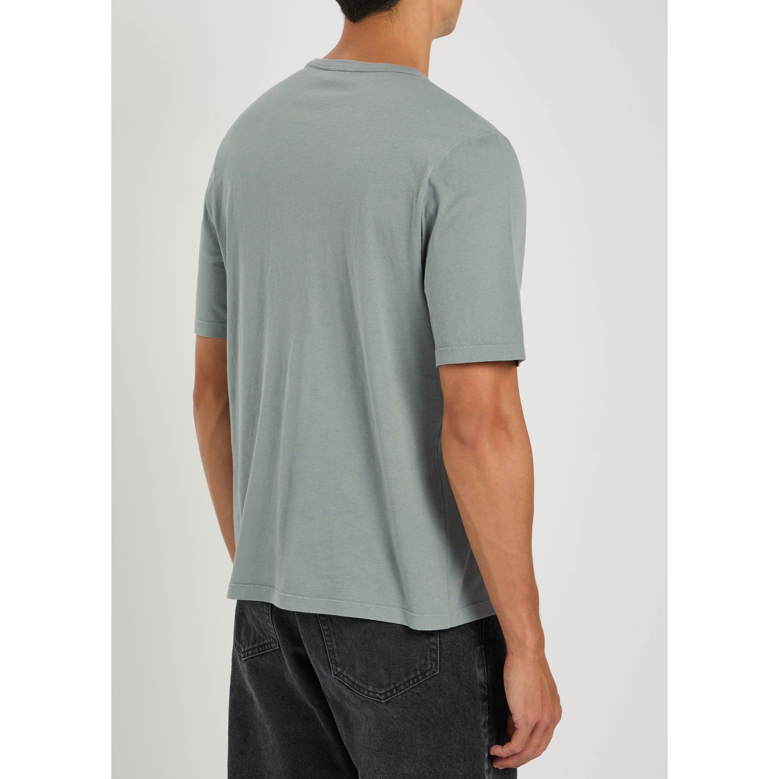 GREY - Saint Laurent - Men's Cotton Crew-Neck Short-Sleeve T-Shirt - 3