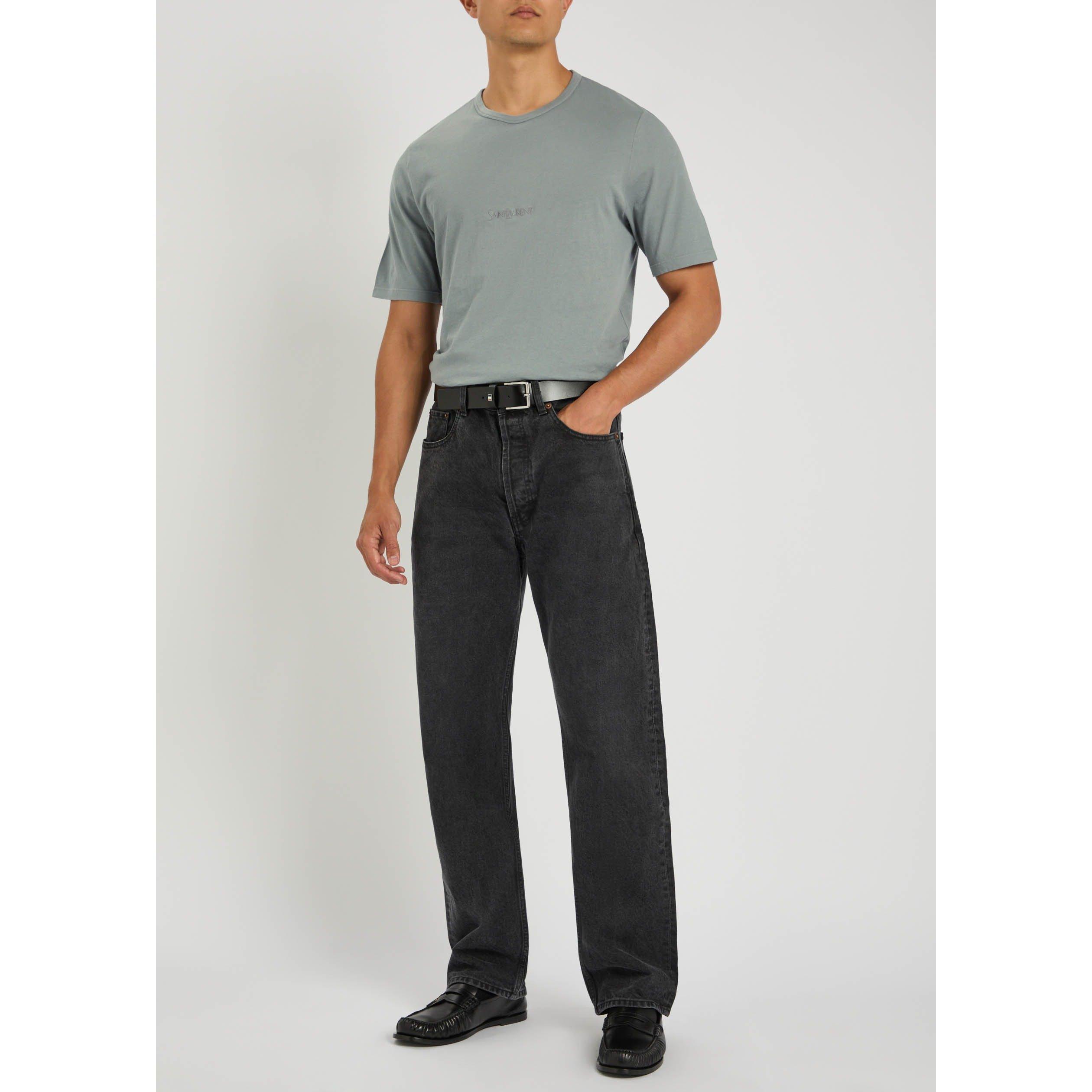 GREY - Saint Laurent - Men's Cotton Crew-Neck Short-Sleeve T-Shirt - 5