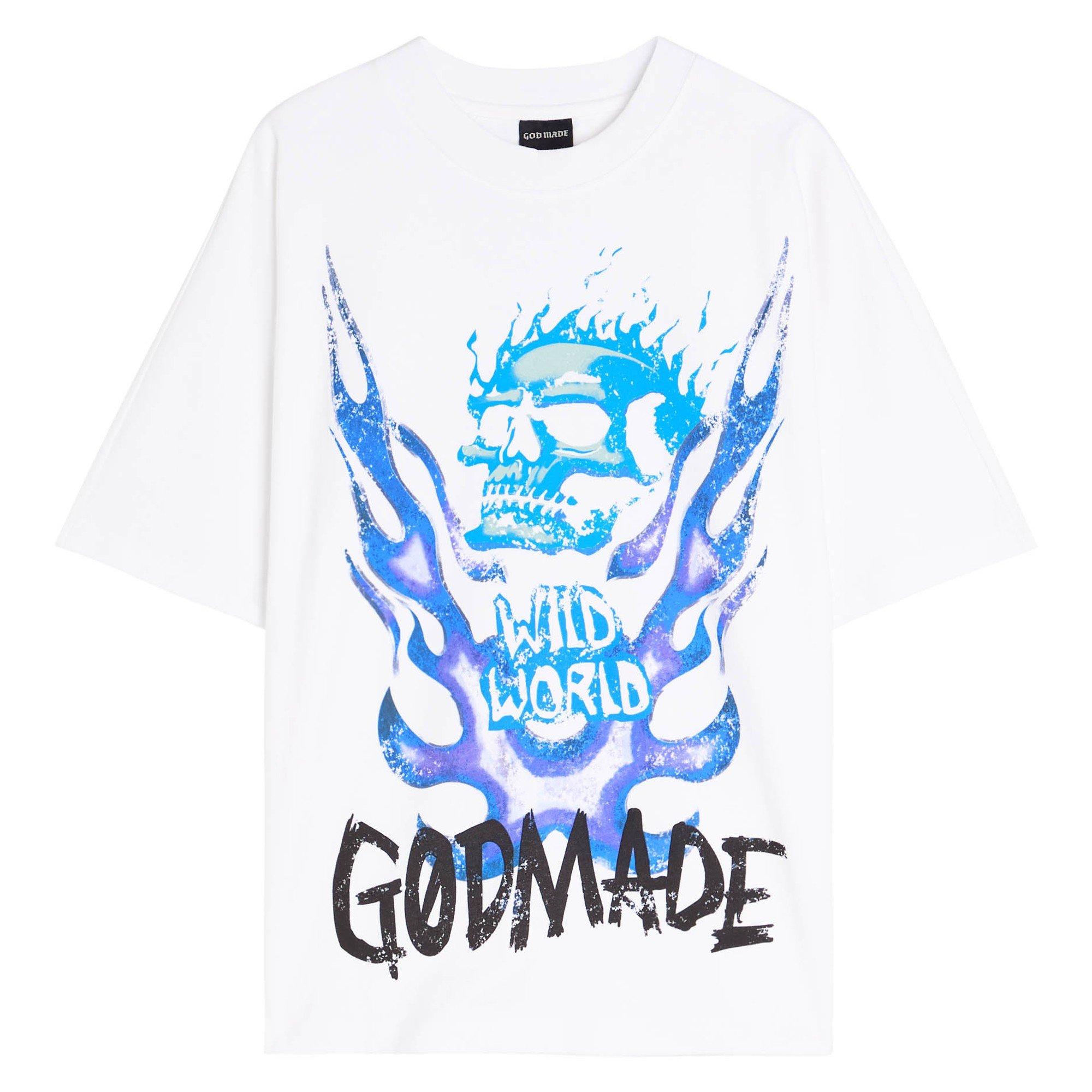 WHITE AND BLUE - God Made - GM WILD WORLD TOUR TEE