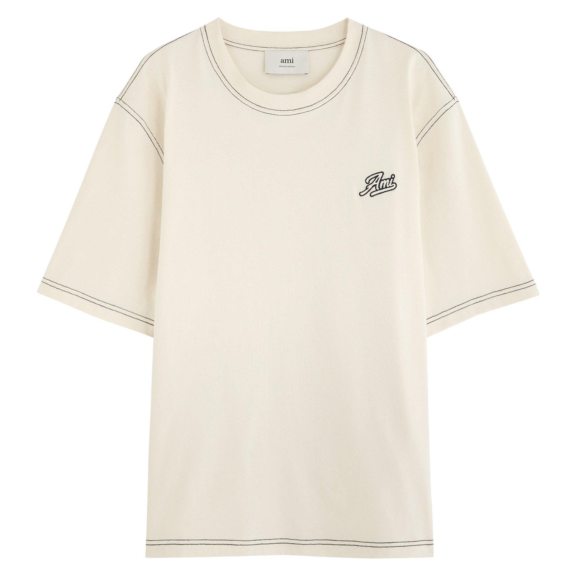 OFF WHITE - AMI Paris - AMI SCRIPE LOGO T SHIRT
