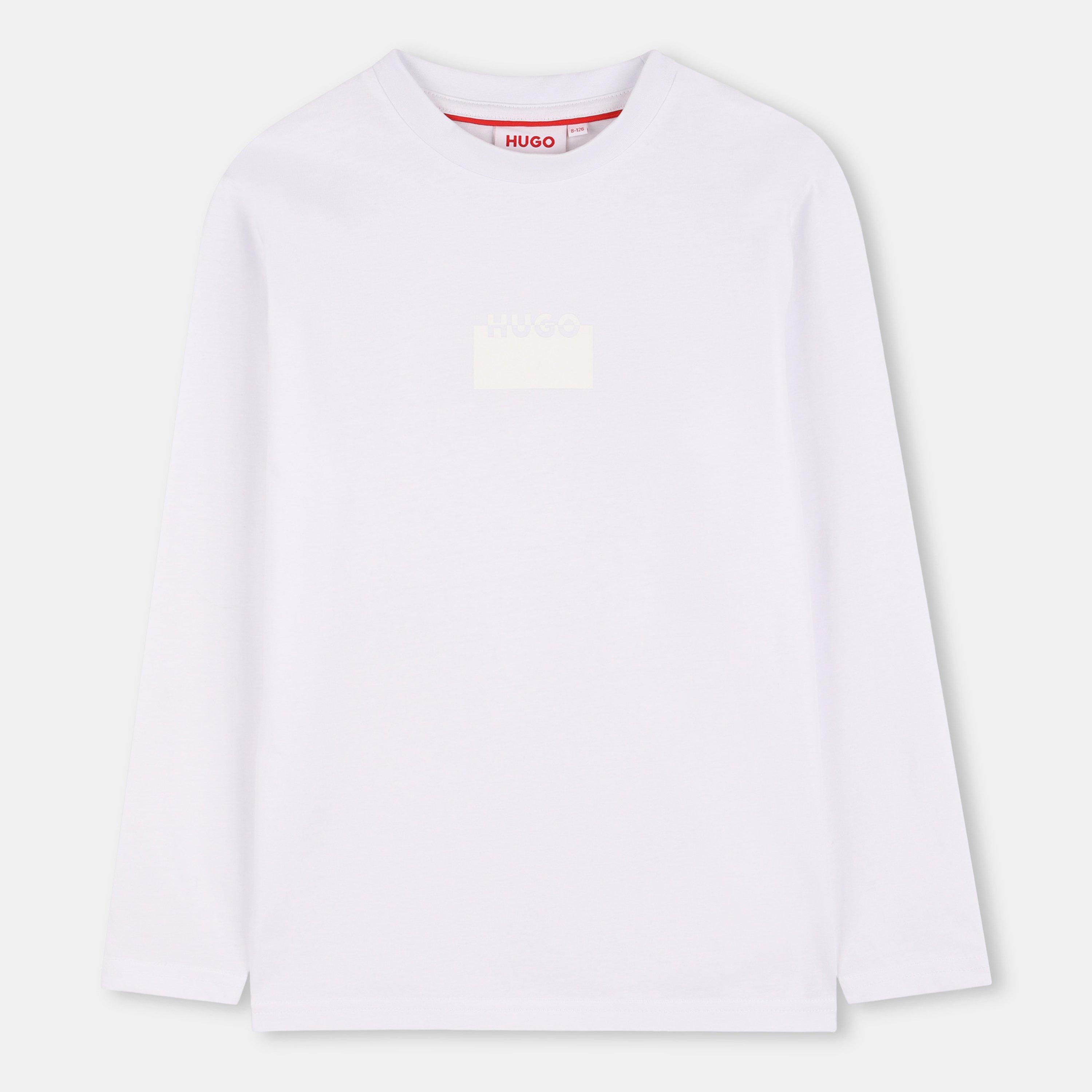 White - Hugo - Kids' Long-Sleeve Split T-Shirt - 1